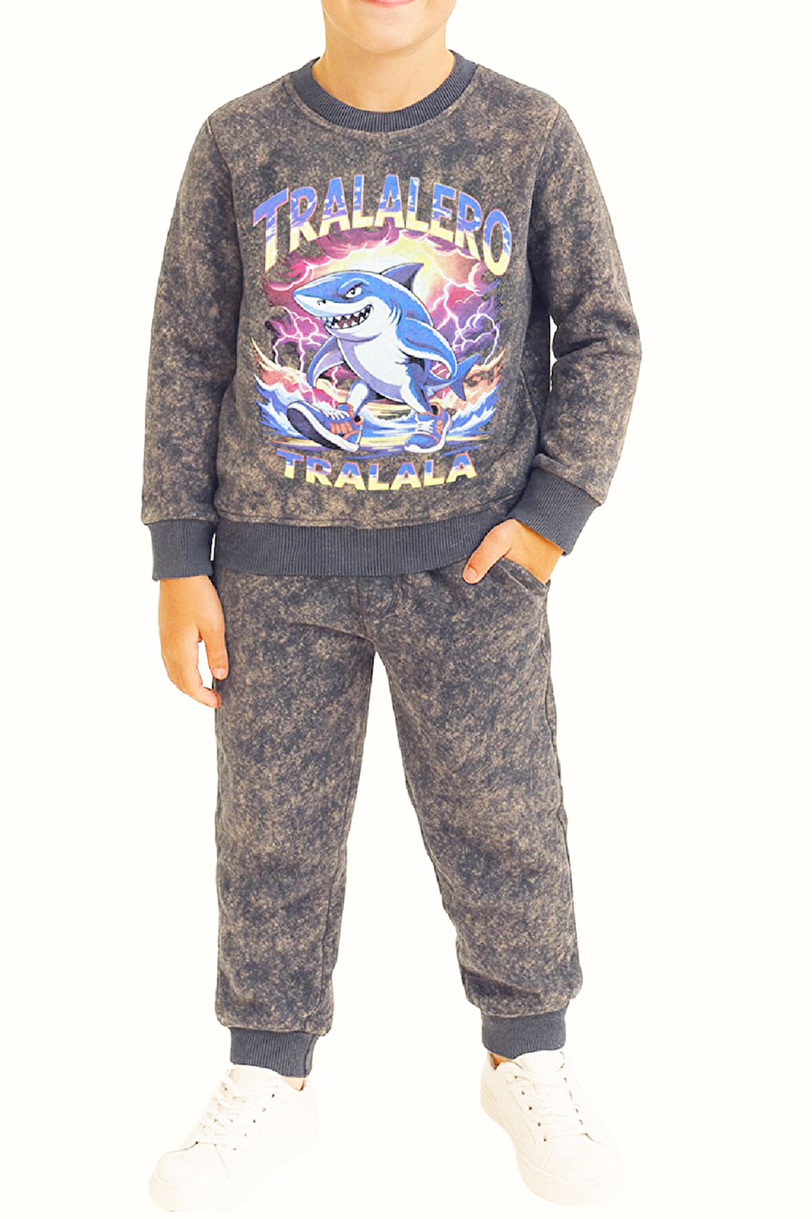 Erkek Çocuk Eşofman Takımı-3 İplik Şardonlu-Karakter Baskılı 3-10 Yaş 12406