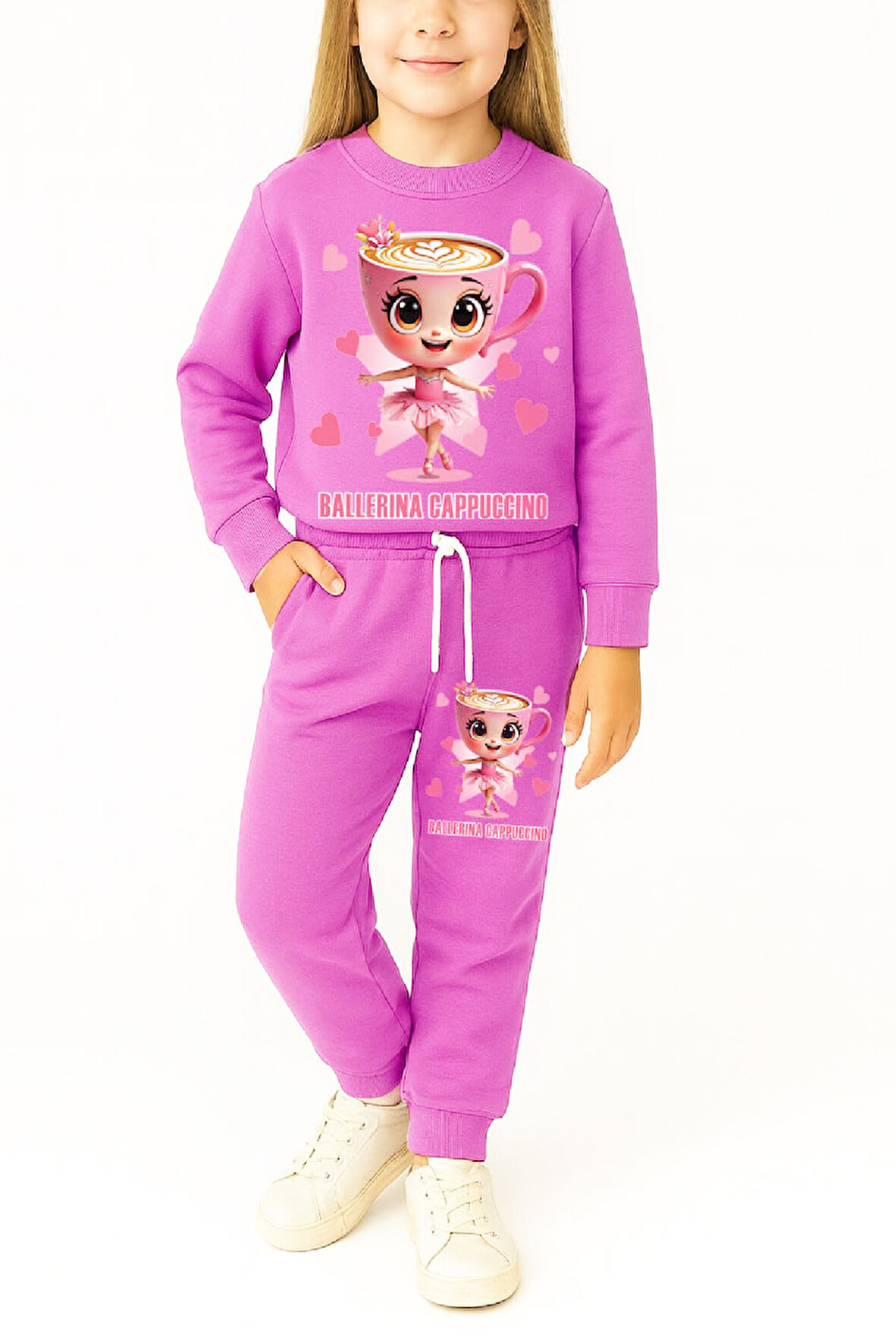 Kız Çocuk 3 İplik Şardonlu Görsel Baskılı Alt-Üst Takım-3 -10 Yaş 12410