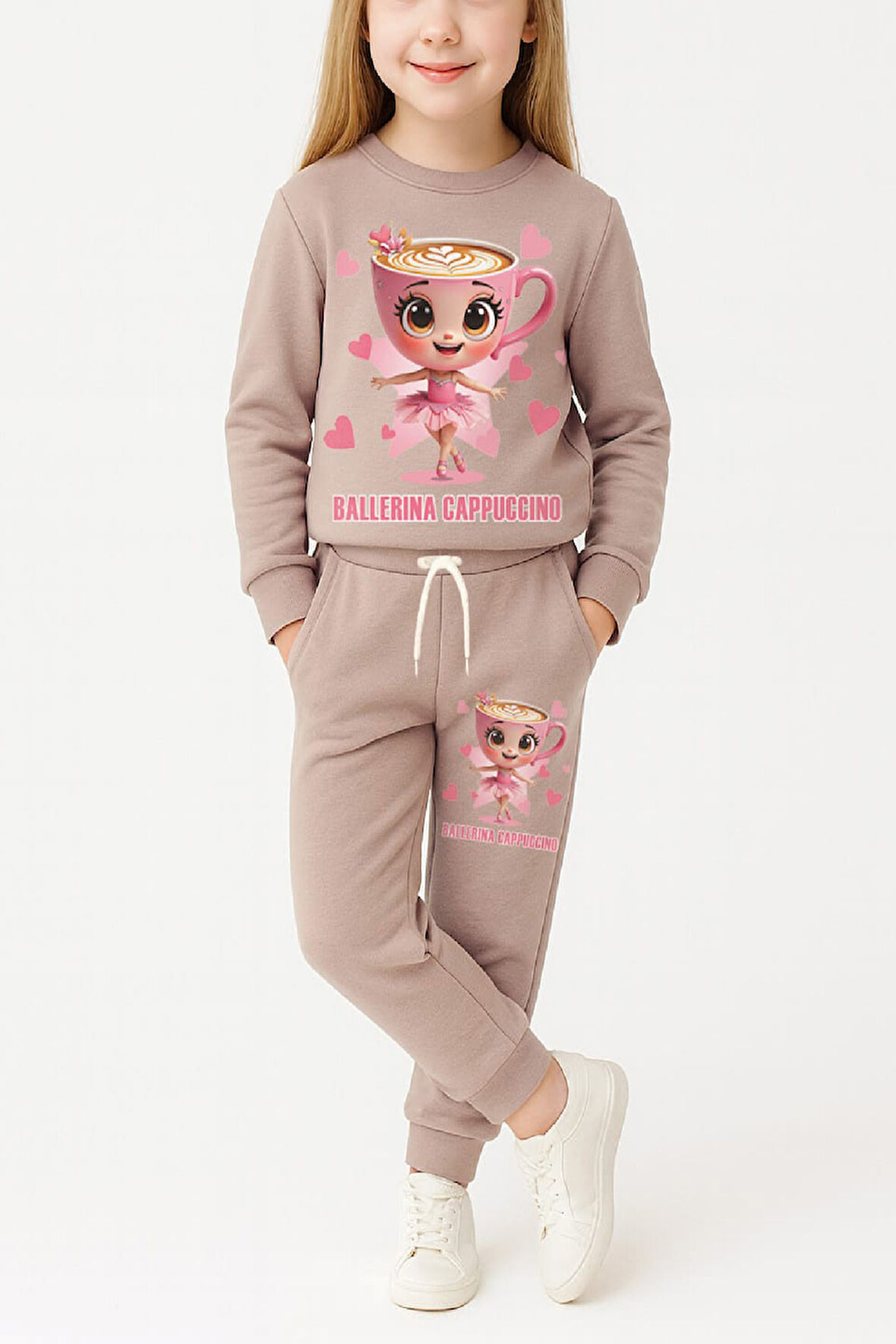 Kız Çocuk 3 İplik Şardonlu Görsel Baskılı Alt-Üst Takım-3 -10 Yaş 12410