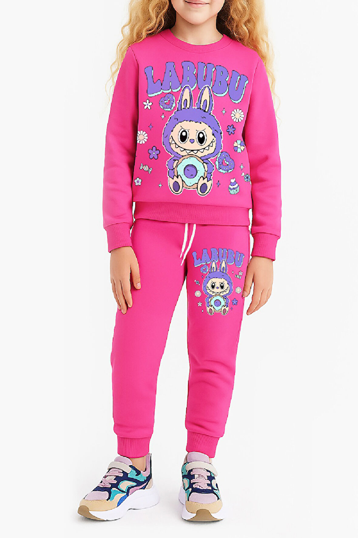 Kız Çocuk 3 İplik Şardonlu Karakter Baskılı Alt-Üst Takım-3 -10 Yaş 12411