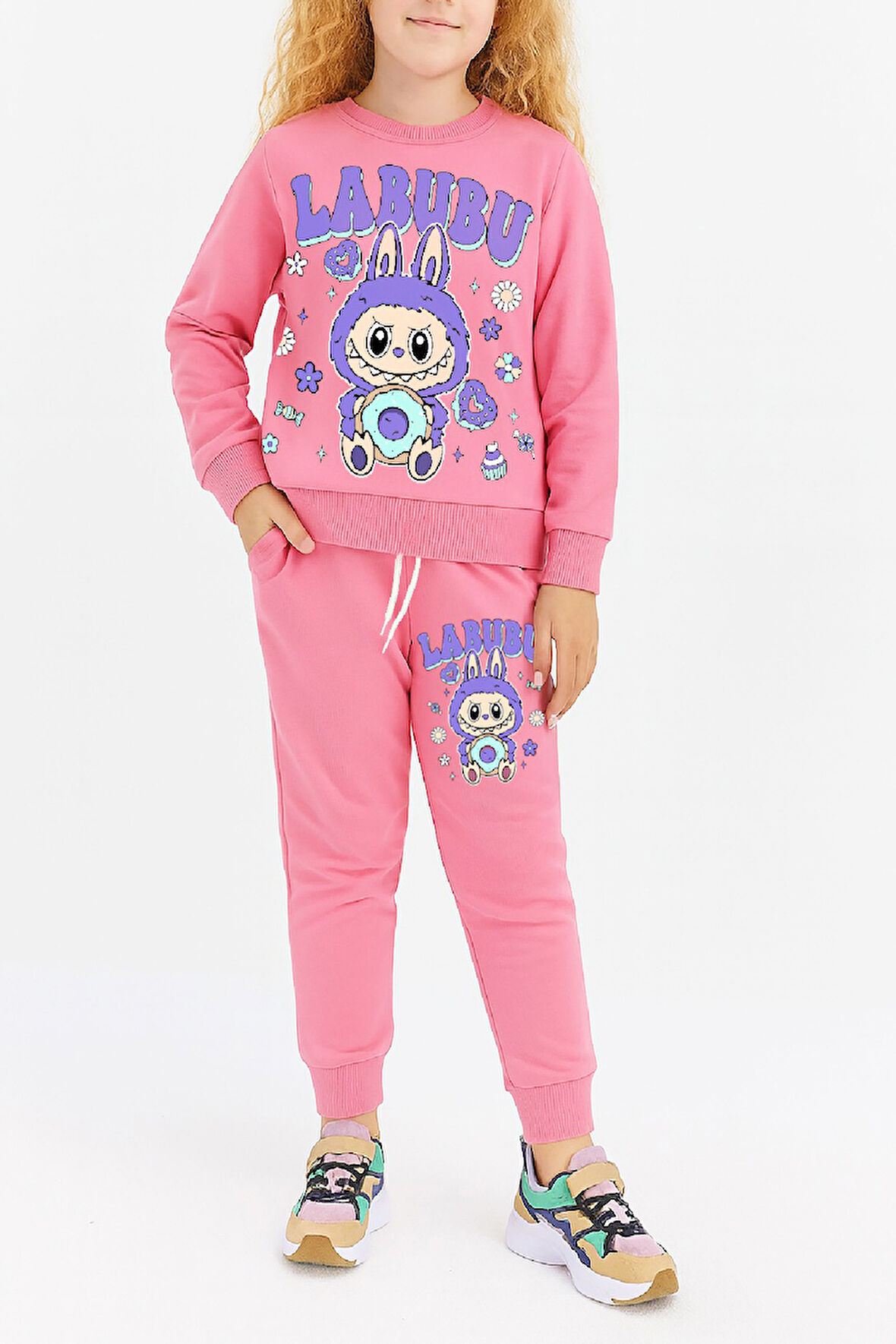 Kız Çocuk 3 İplik Şardonlu Karakter Baskılı Alt-Üst Takım-3 -10 Yaş 12411