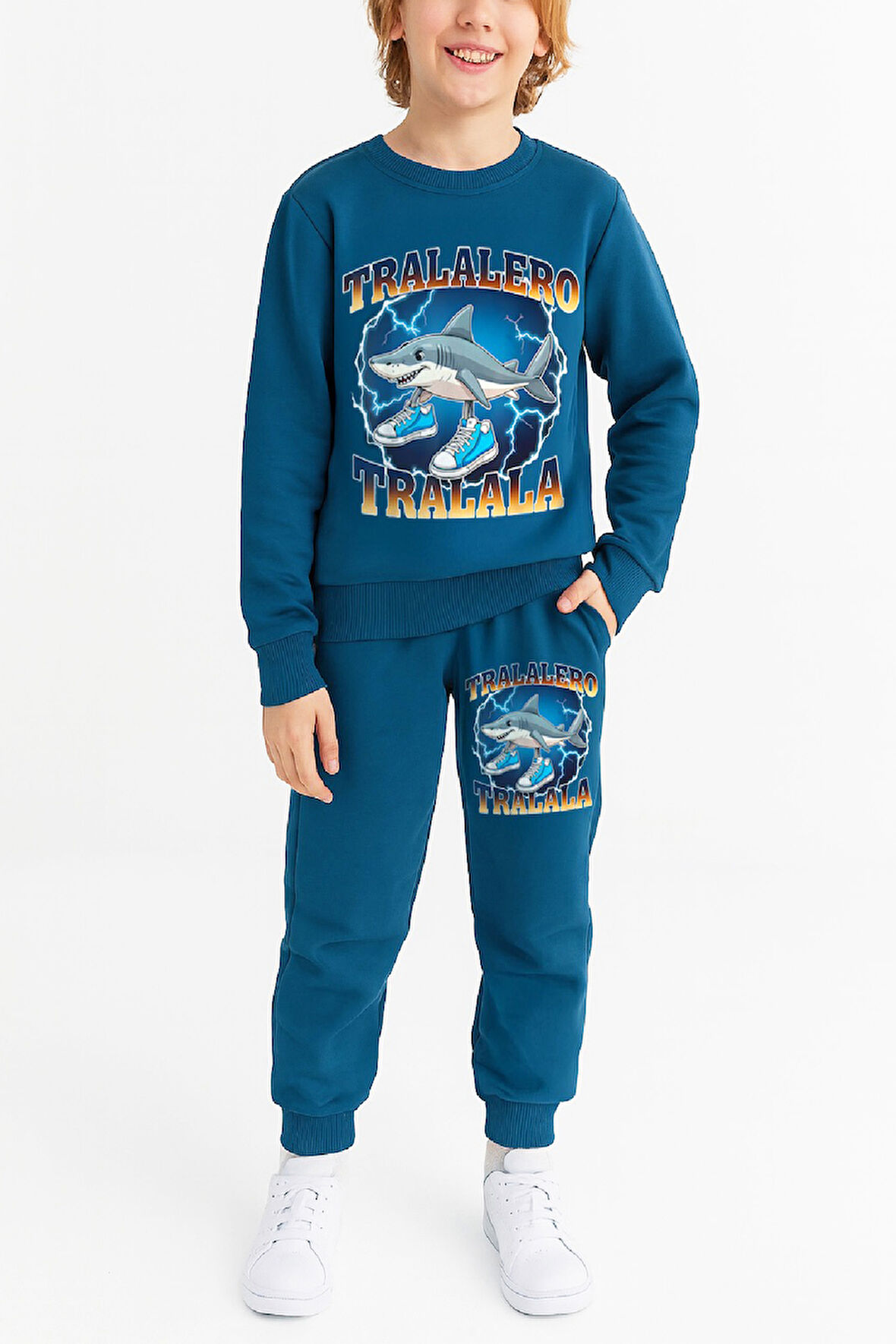 Erkek Çocuk 3 İplik Şardonlu Alt-Üst Takım Görsel Baskılı 3-10 Yaş 12412