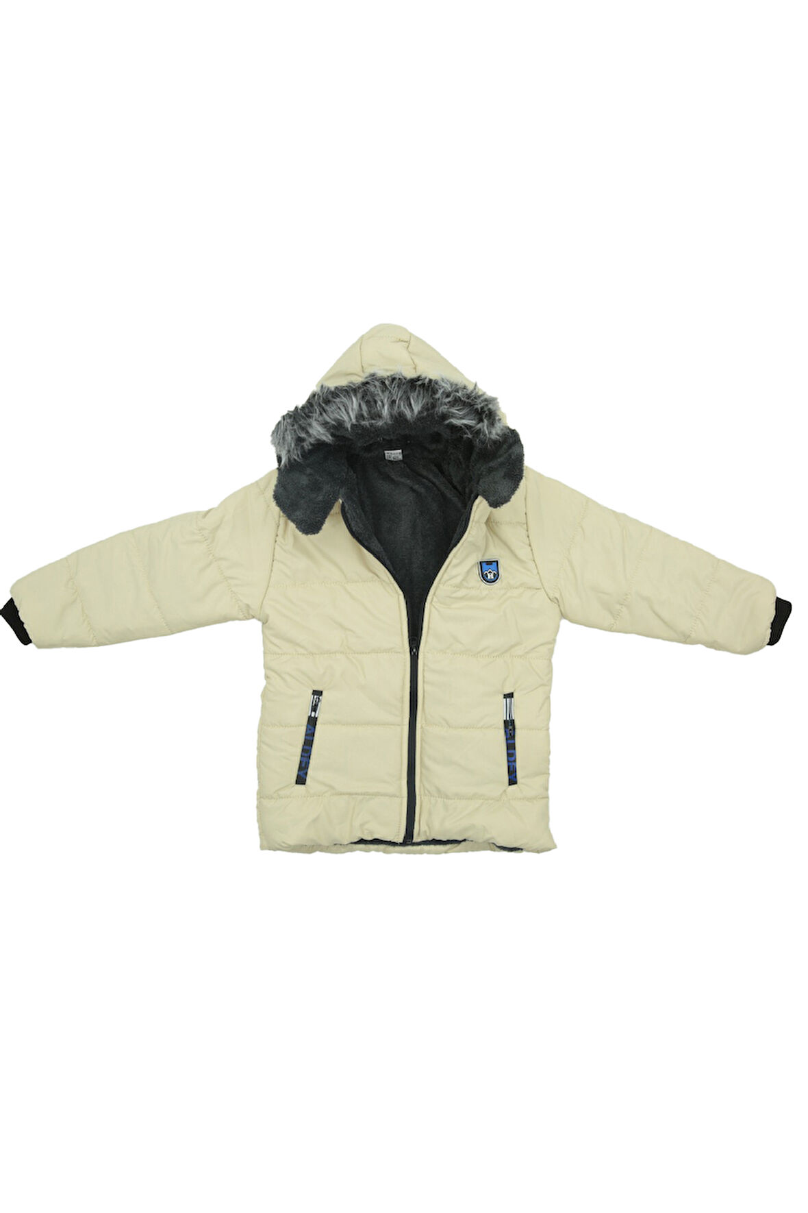 Kız Çocuk İçi Peluşlu-Kürk Kapüşonlu-Fermuarlı Mont 12428