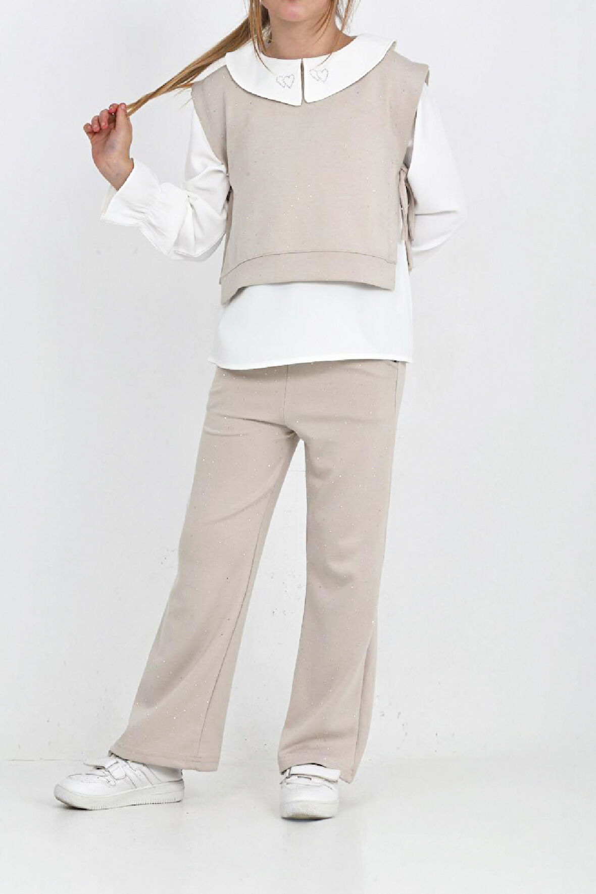 Kız Çocuk 3'lü Takım (Pantolon+Yelek+Bluz) 12429