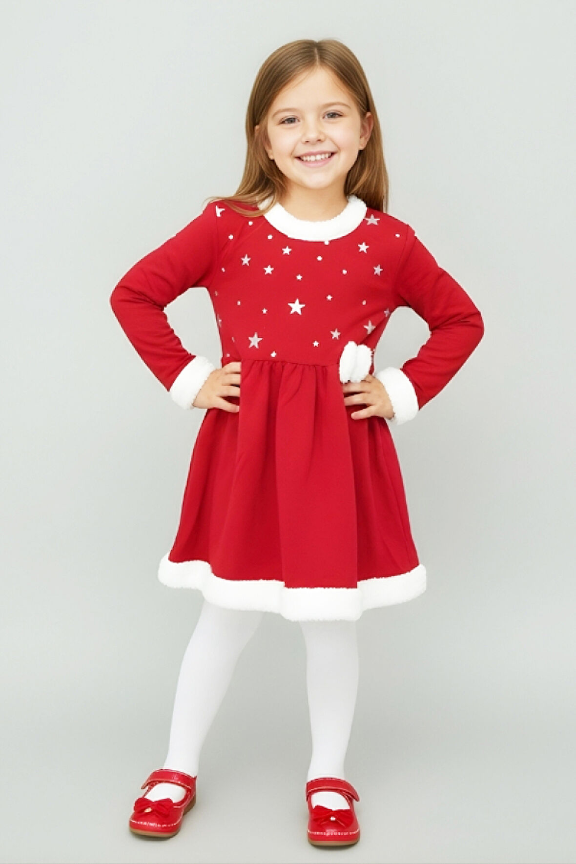 Kız Çocuk Yılbaşı Elbisesi 2 İplik Şardonlu 12434