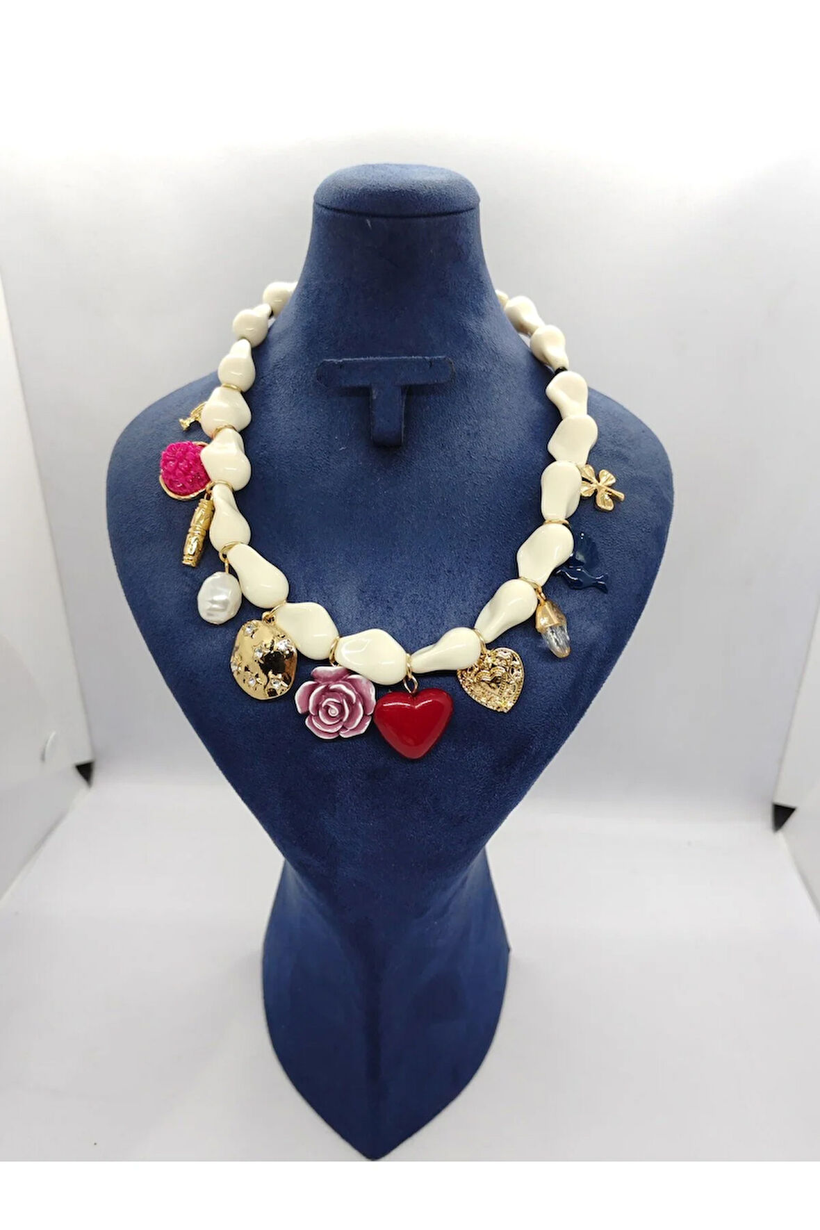 Doğaltaşlı Çok Figürlü Çelik Kolye