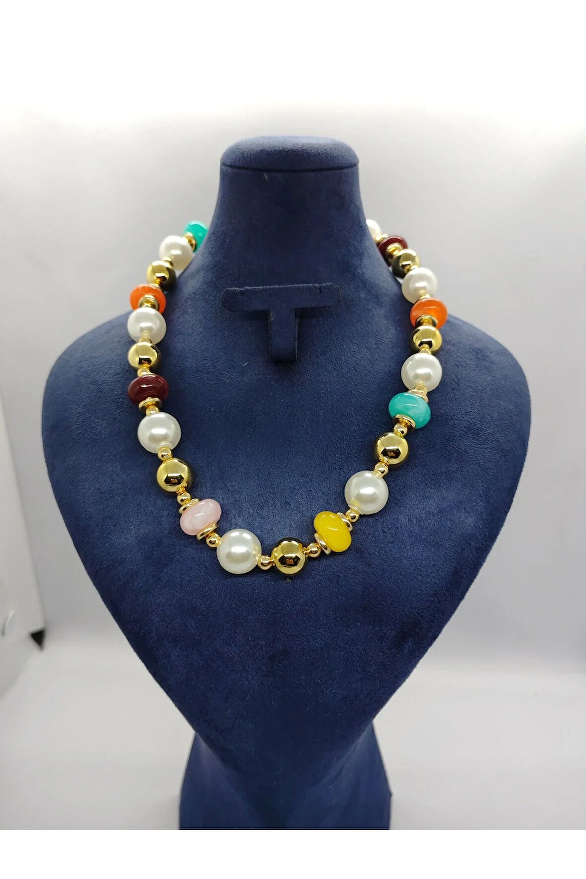 Doğal Taşlı Çok Renkli Kolye