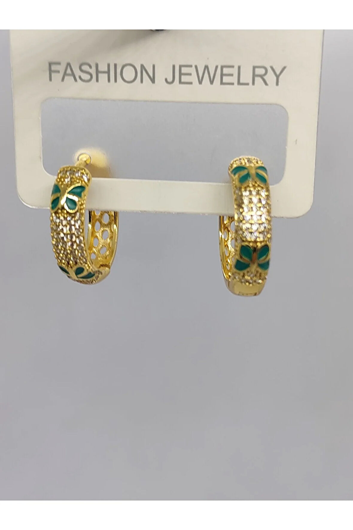 Çelik Halka Gold Kelebekli Küpe