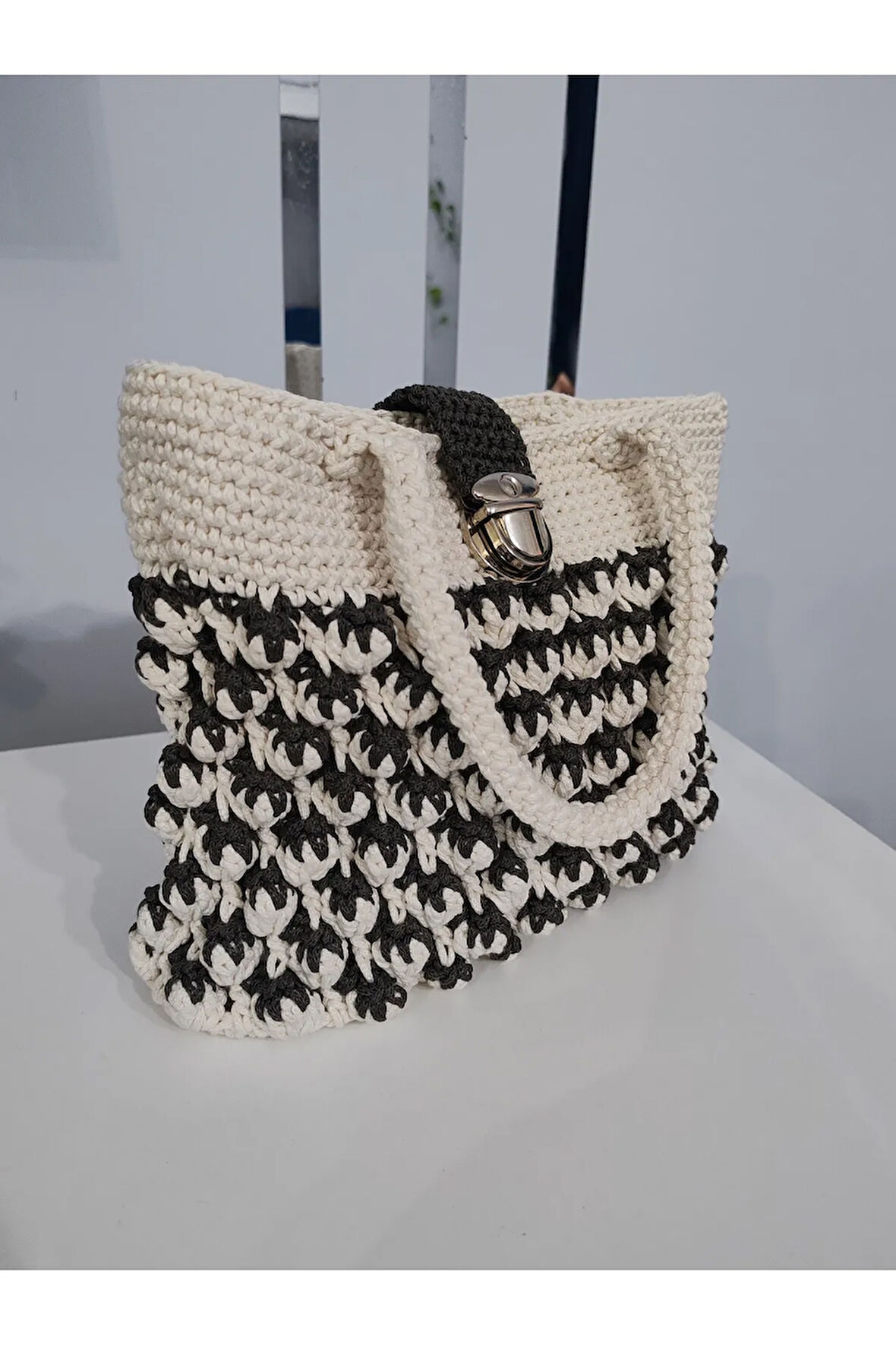 El Yapımı Orta Boy Pamuk Figürlü El ve Kol Çantası