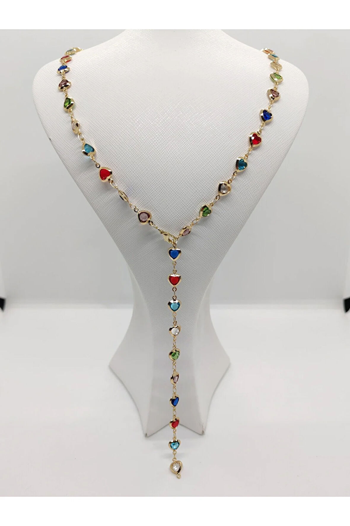 Kalp Figürlü Çelik Y Kolye Gold Renkli