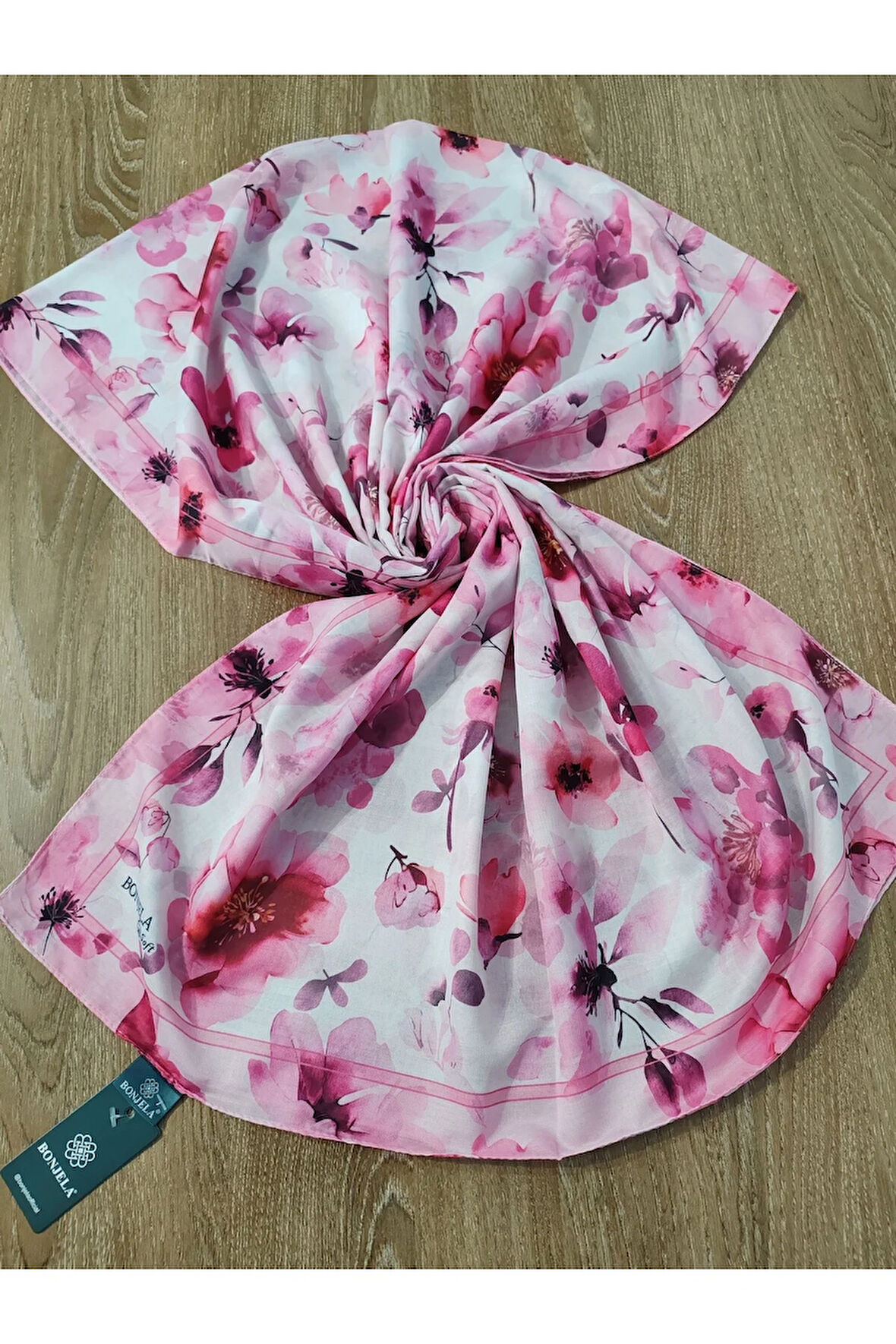 Bonjela Çiçek Desenli Şal Pembe