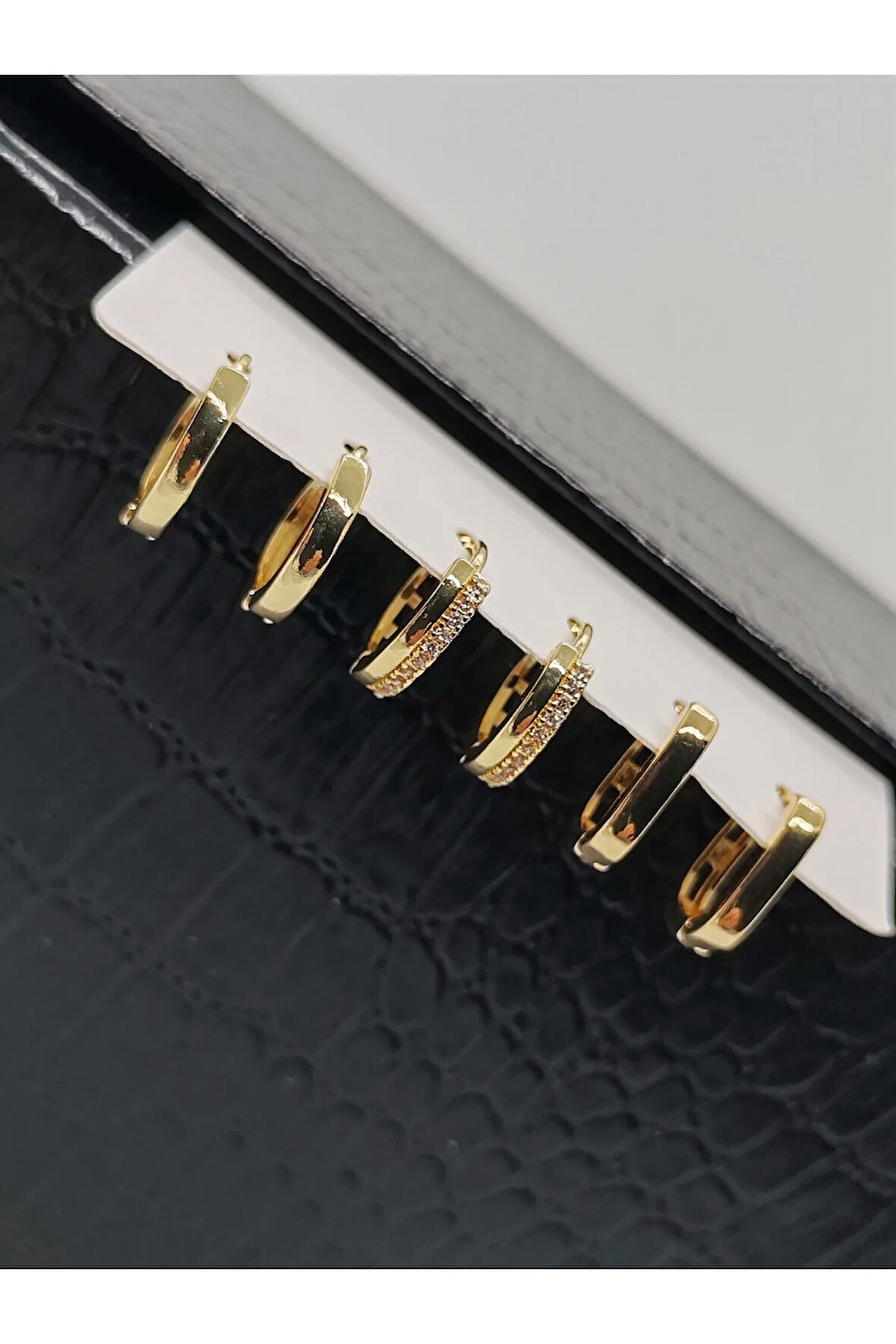 6lı Çelik Küpe Düz Gold