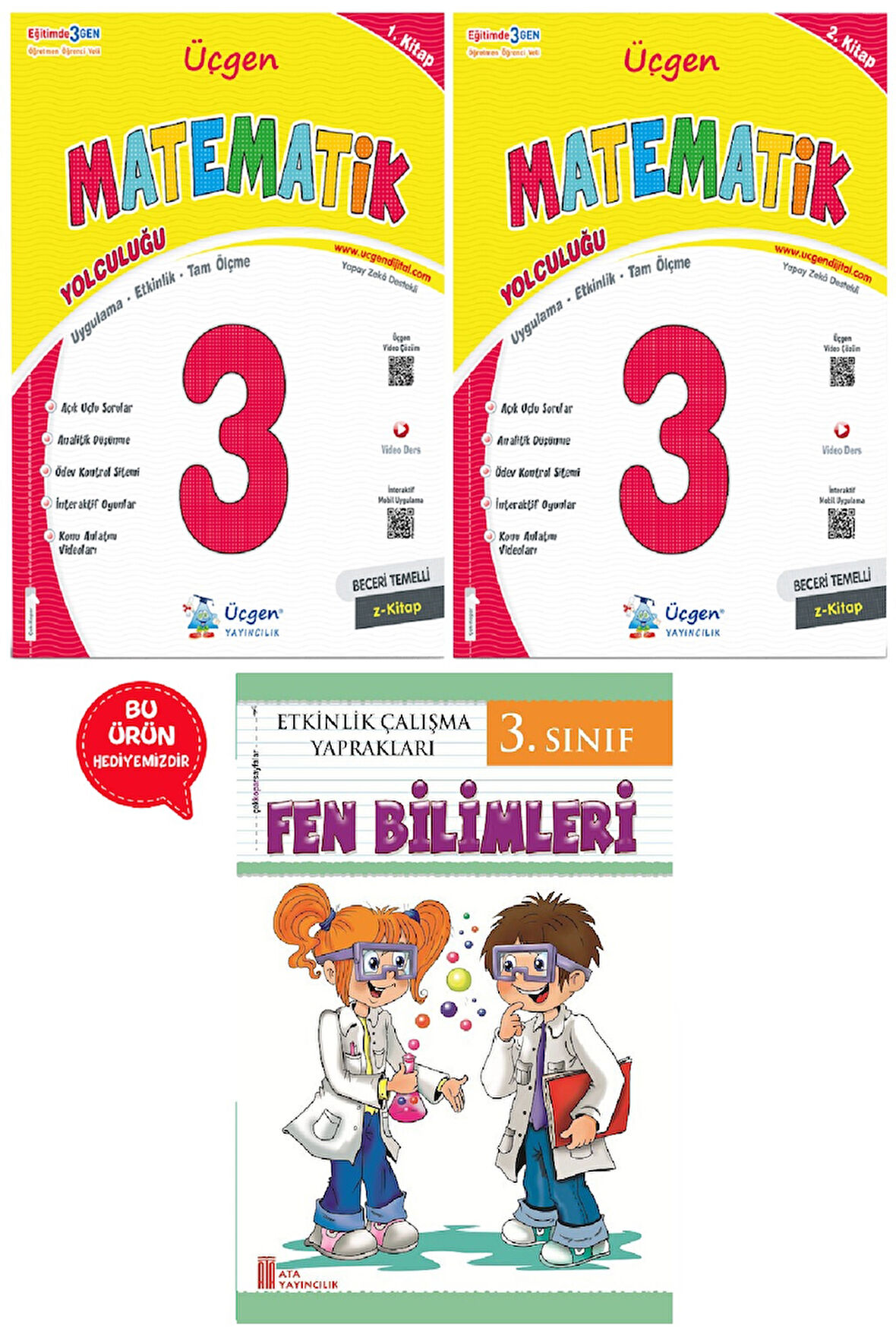 3.Sınıf  Beceri Temelli  MATEMATİK Yolculuğu 1. Kitap ve 2. Kitap + Fen Bilimleri Etkinlik Yaprakları