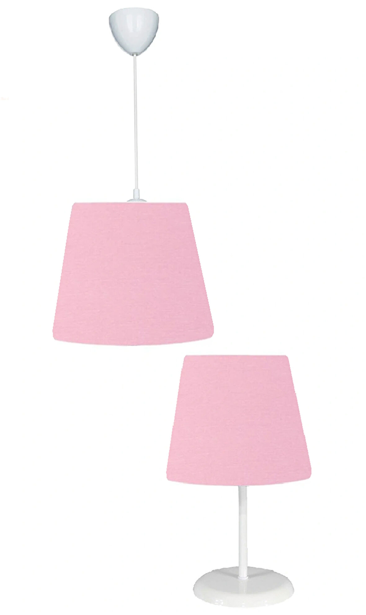 Pembe Konik 20x25 kumaş Kaplama 2,li Set Salon yatak odası Çocuk Odası Genç Ve Bebek Odası Avize Ve Abajur Seti