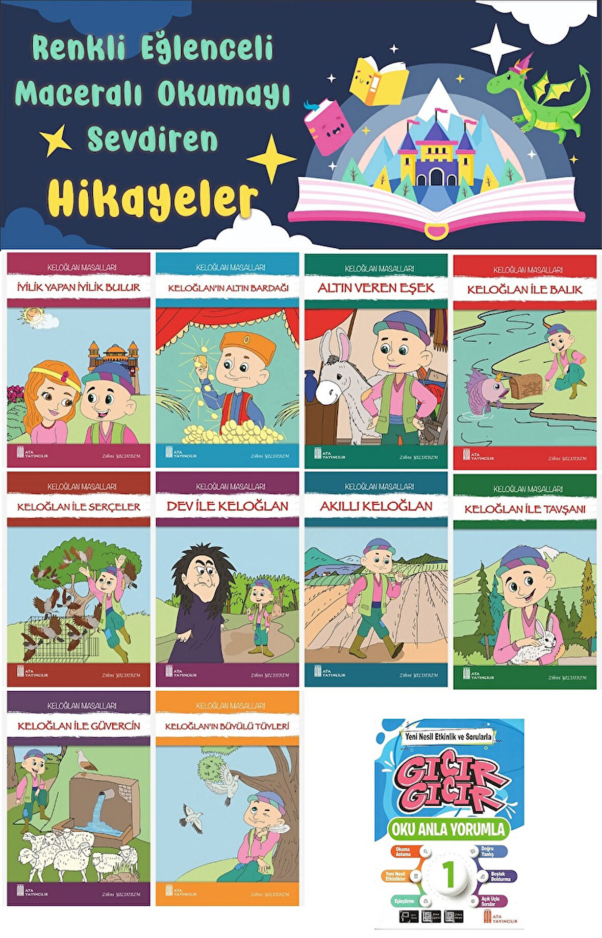 1.Sınıf Oku Anla Yorumla - Renkli Eğlenceli Maceralı Okumayı Sevdiren Hikaye Seti 10 (16 Sayfa)