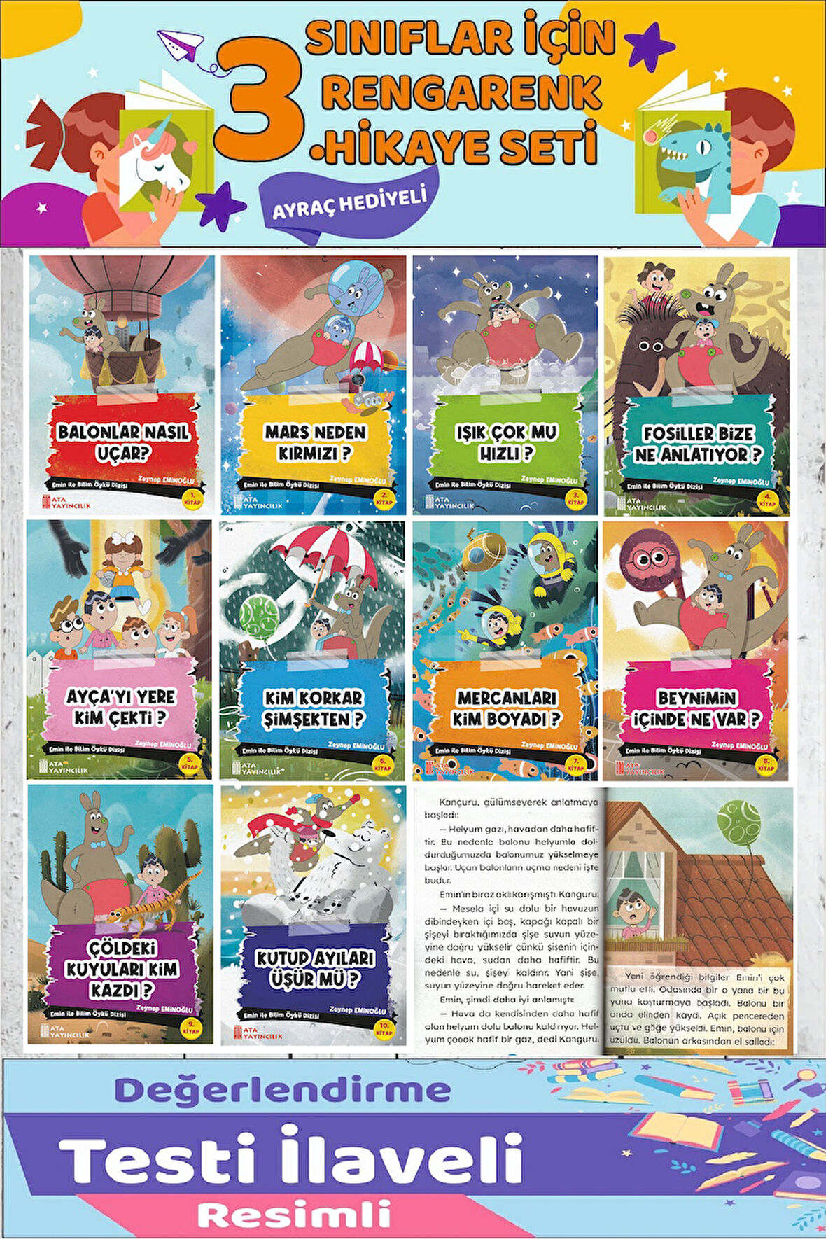 3.Sınıf Okumayı Sevdiren 10 lu Hikaye Seti 12 (64 sayfa)