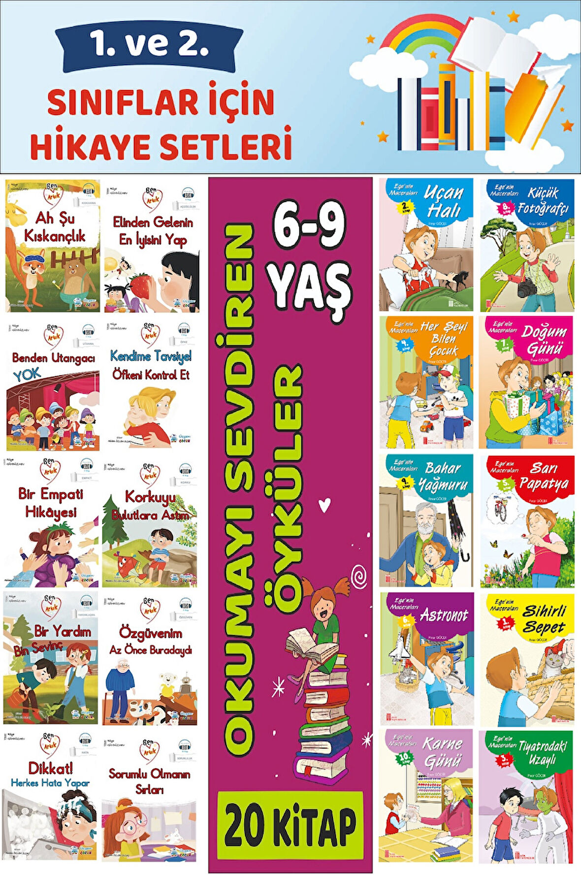 1.ve 2.Sınıflar İçin Okuma Alışkanlığı Kazandıran Mükemmel 20 li Büyük Boy Hikaye Seti 6