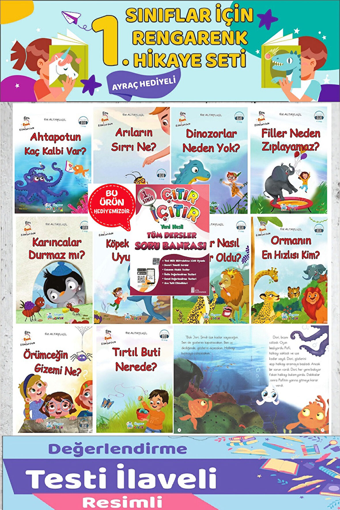 1.Sınıf Okumayı Sevdiren 10 lu Hikaye Seti (Soru Bankası Hediyeli)