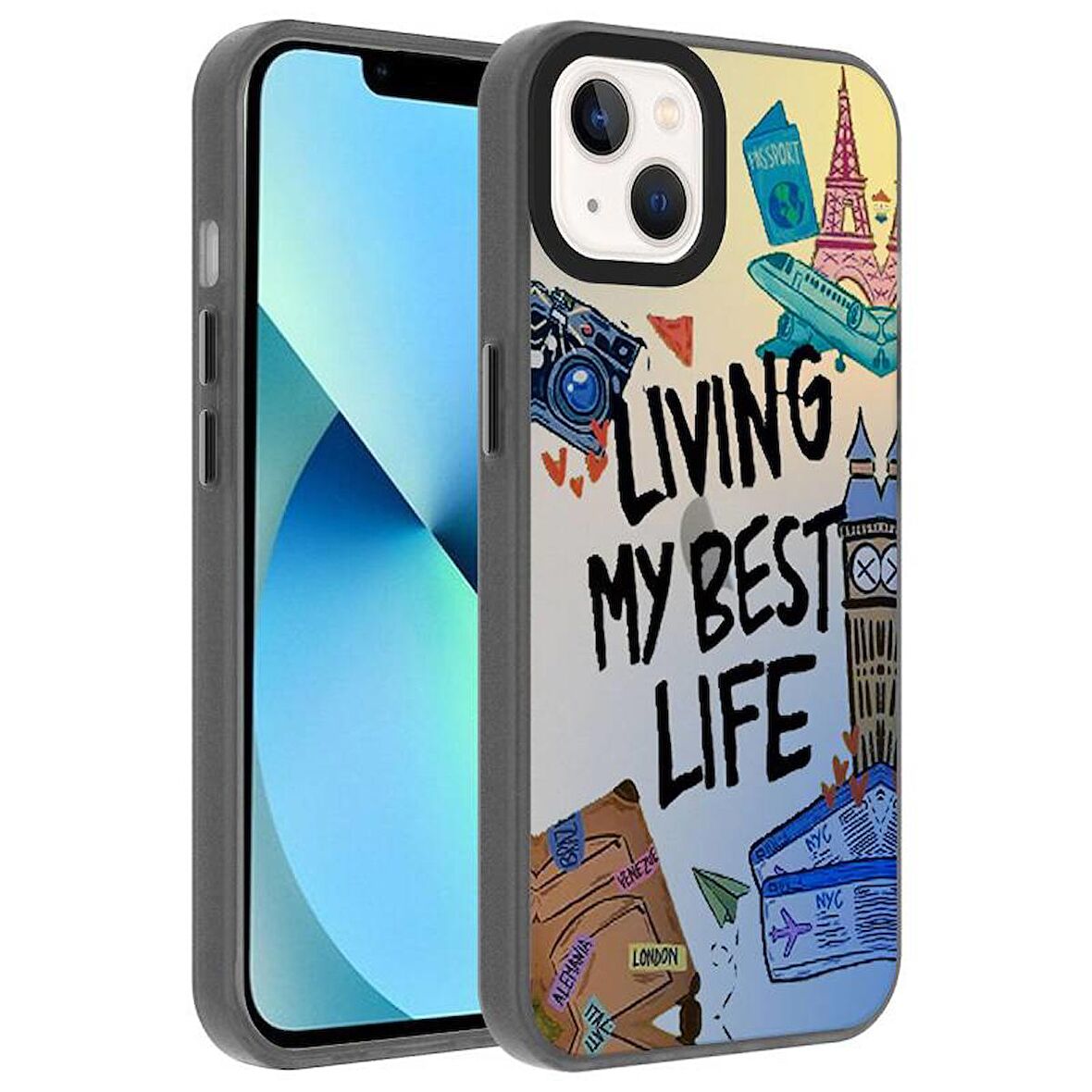 Smcase Apple iPhone 13 Kılıf Dragon Serisi Desenli Sert Kapak