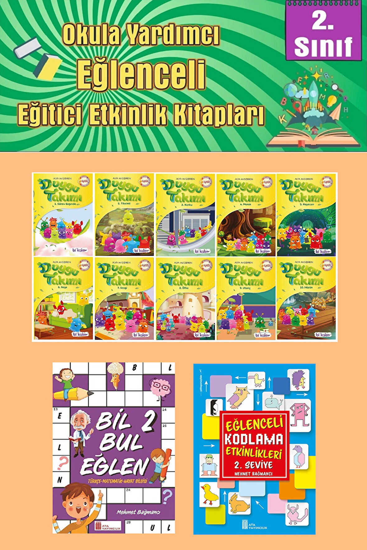 2.Sınıflar İçin Okumayı Sevdiren 10 lu Hikaye Seti -Bil Bul Eğlen-Kodlama 5 (Okulda Evde Tatilde)
