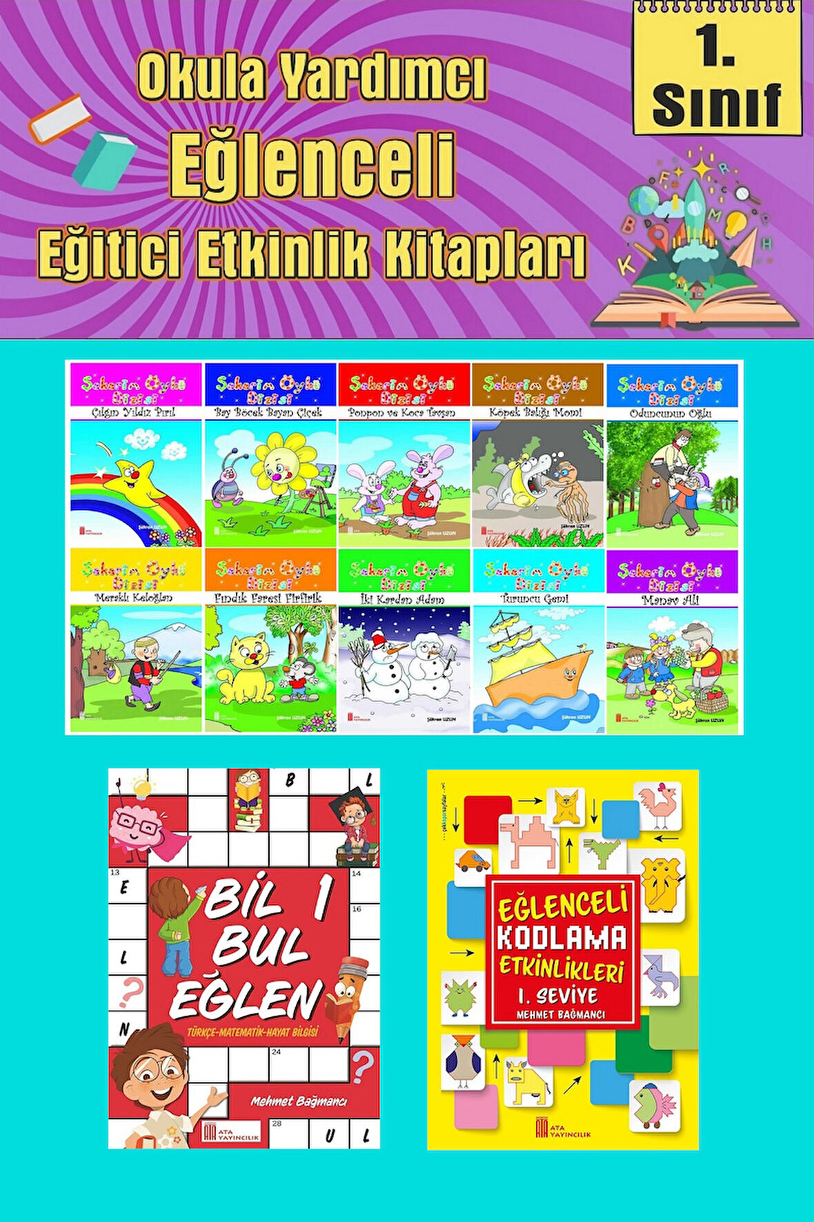 1.Sınıflar İçin Okumayı Sevdiren 10 lu Hikaye Seti -Bil Bul Eğlen-Kodlama 18 (Okulda Evde Tatilde)