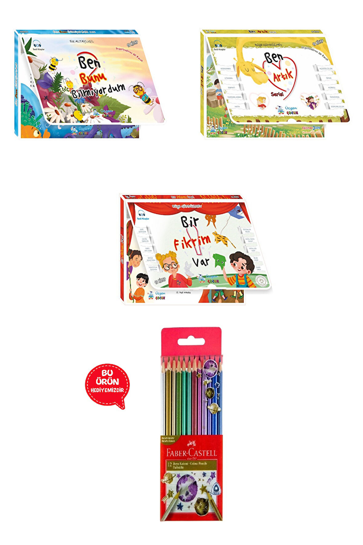 1.Sınıf Ben Bunu Bilmiyordum +Ben Artık +Bir Fikrim Var Hikaye Seti (Metalik Boya Kalemi Hediyeli)
