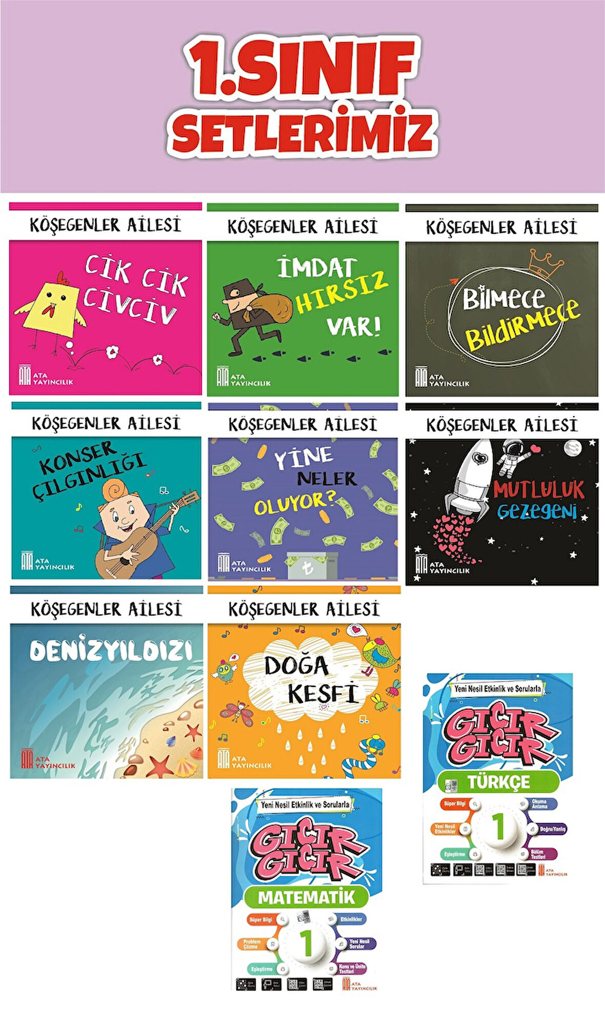 1.Sınıf 2.Dönem Yeni Nesil Etkinlik ve Sorularla Gıcır Gıcır Türkçe-Matematik-10lu Mini Okuma Hikaye Seti