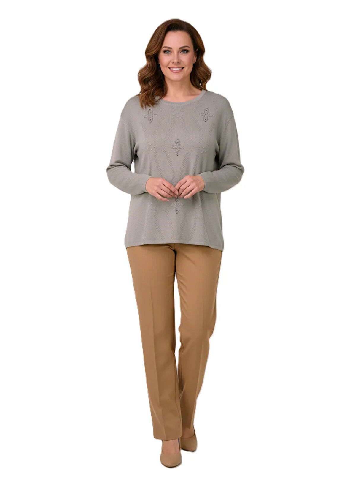 Oppland Kadın Kışlık Anne Kazak Mimoza Dokuma Yumuşacık Rahat Kesim Tam Kalıp Esnek