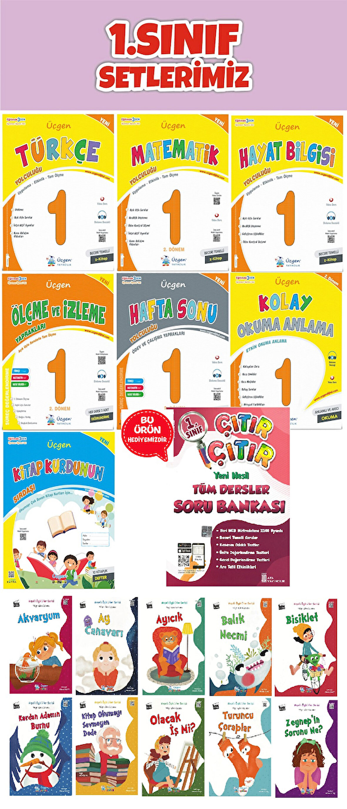 1.Sınıf Beceri Temelli İlkokul Seti (2.Dönem) +Neşeli Öyküler Hikaye Seti (Soru Bankası Hediyeli)