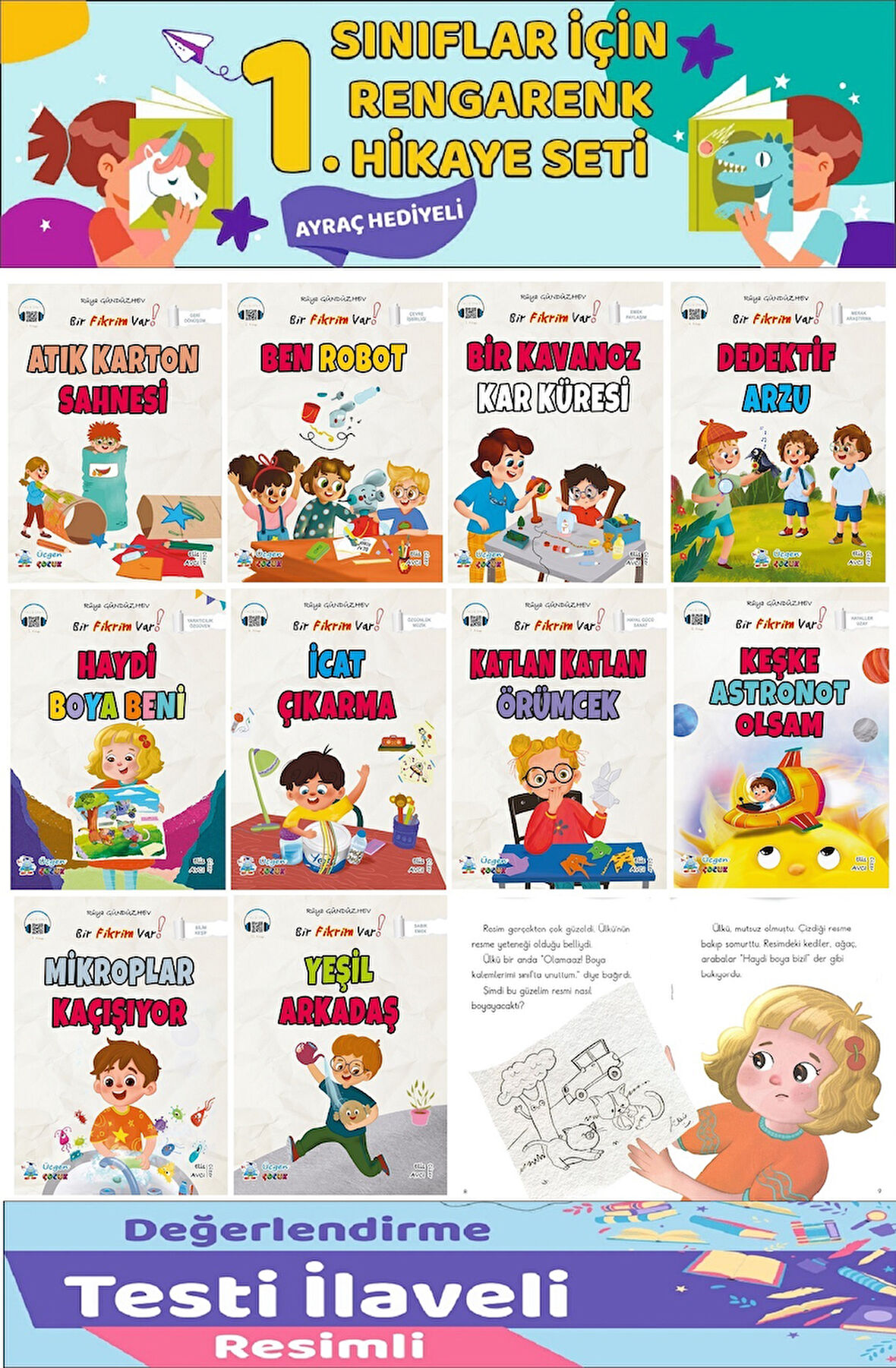 1.Sınıf Bir Fikrim Var Hikaye Seti (16 Sayfa) - 10 Kitap