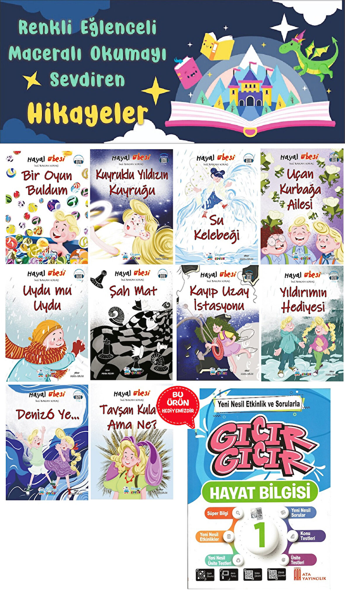 1.Sınıf Hayal Ebesi Hikaye Seti (16 Sayfa) - Hayat Bilgisi Kitabı Hediyeli