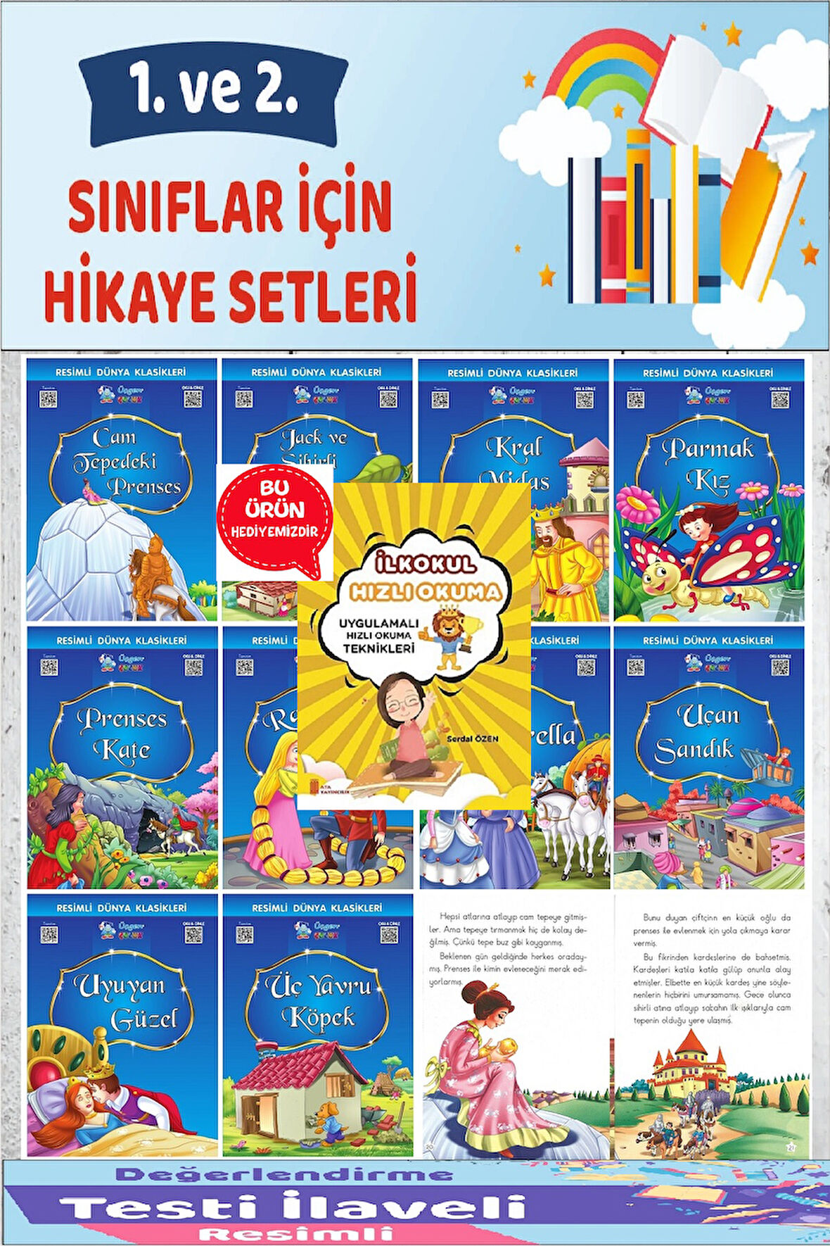 1.ve 2.Sınıflar İçin Okumayı Sevdiren 10 lu Hikaye Seti 3  (Hızlı Okuma Hediyeli)