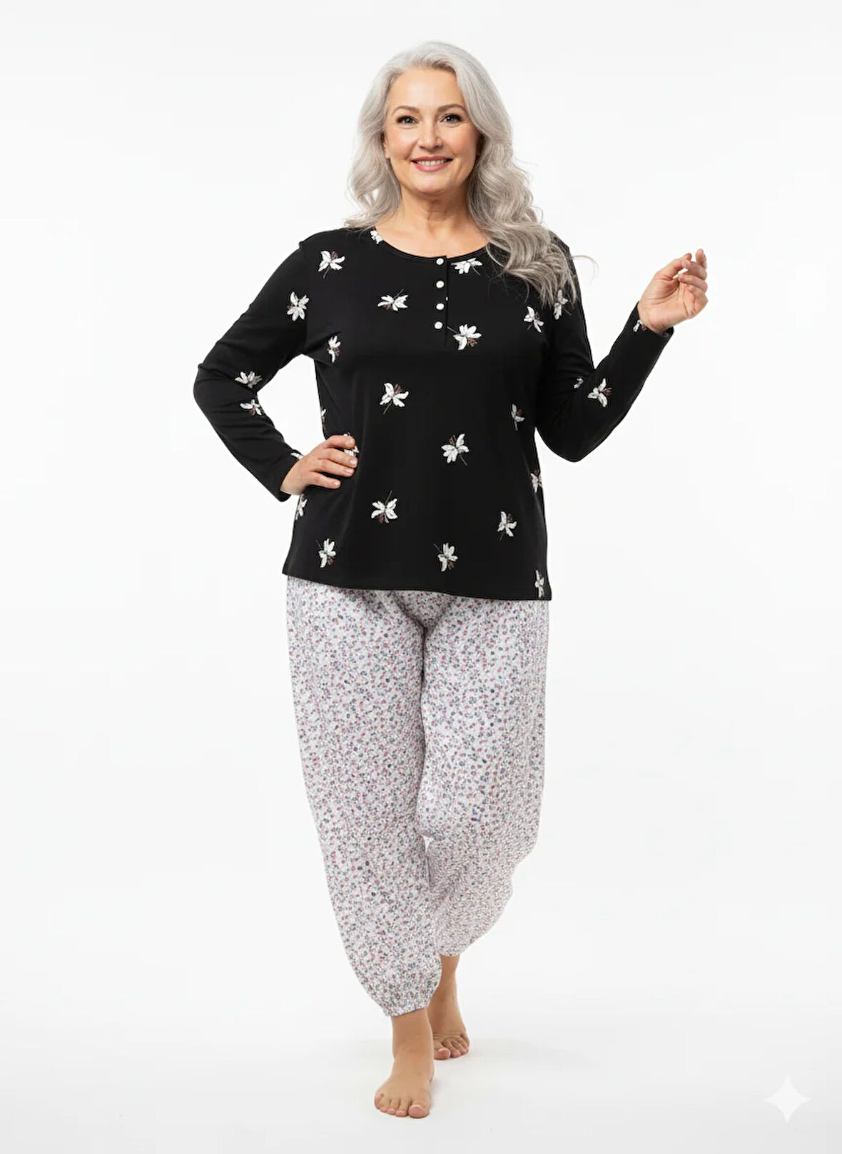 Oppland Kadın Kışlık Kadın Anne içlik Pijama Altı %100 Pamuk içi Miflonlu Beli Lastikli Rahat