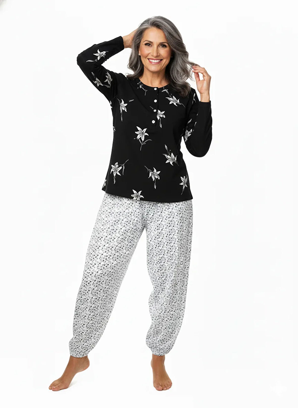 Oppland Kadın Kışlık Kadın Anne içlik Pijama Altı %100 Pamuk içi Miflonlu Beli Lastikli Rahat