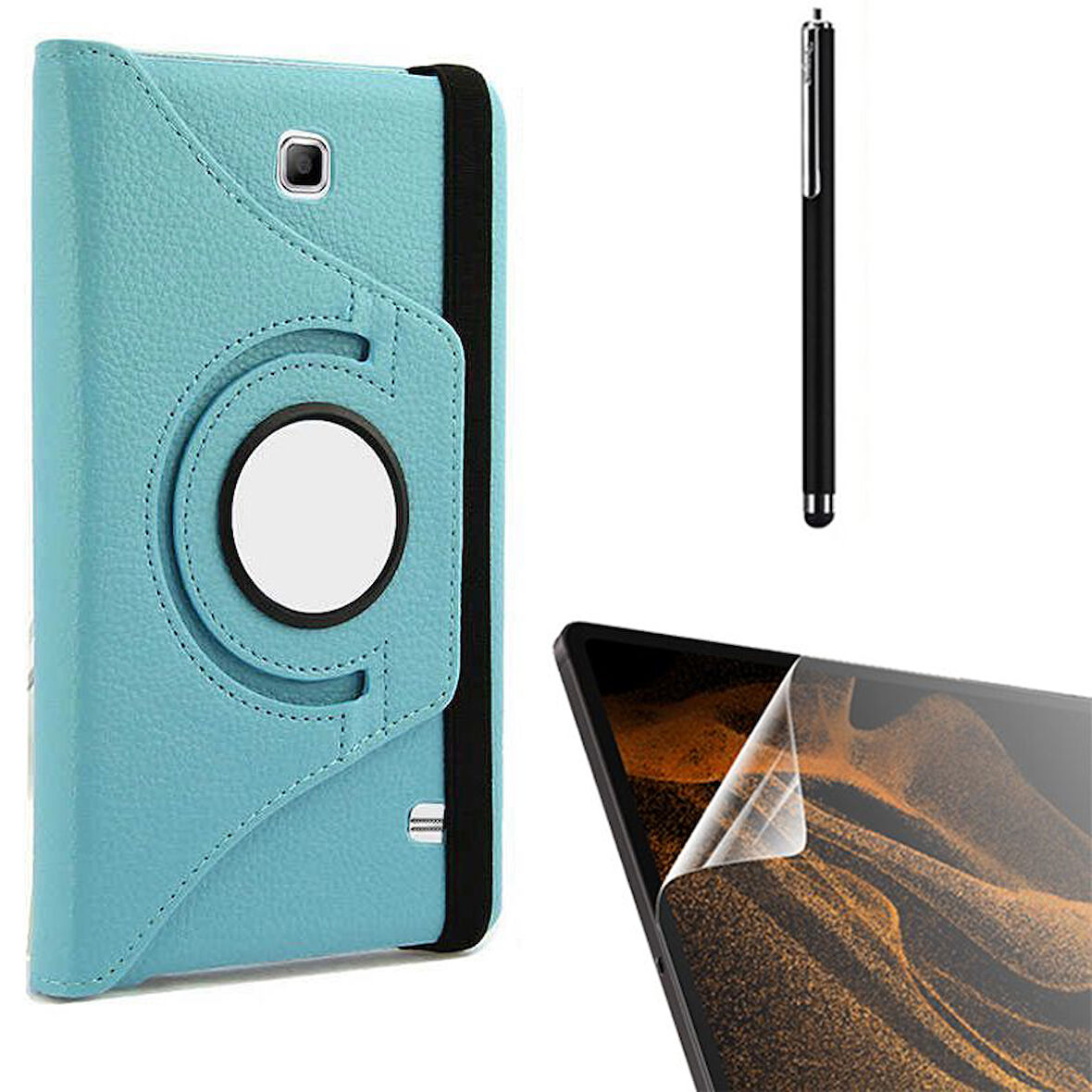 Smcase Samsung Galaxy Tab 4 7.0 T230 Kılıf 360 Dönebilen Koruma Kapaklı Standlı dn11  Nano  Kalem