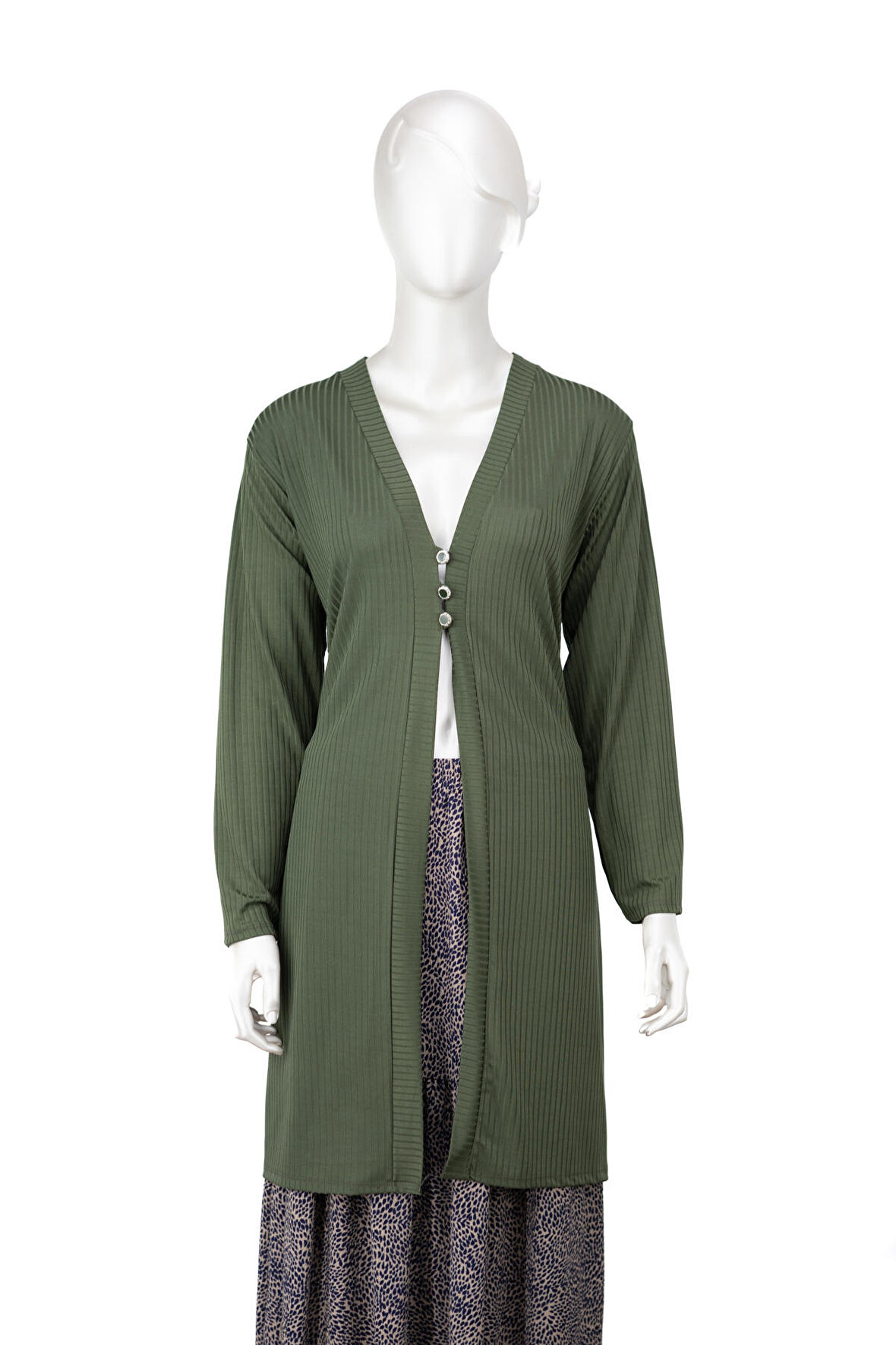 Oppland Kadın Elize Sandy Kumaş Anne Hırka V Yaka Önü Modern Üç Düğmeli Rahat Kesim Tam Kalıp