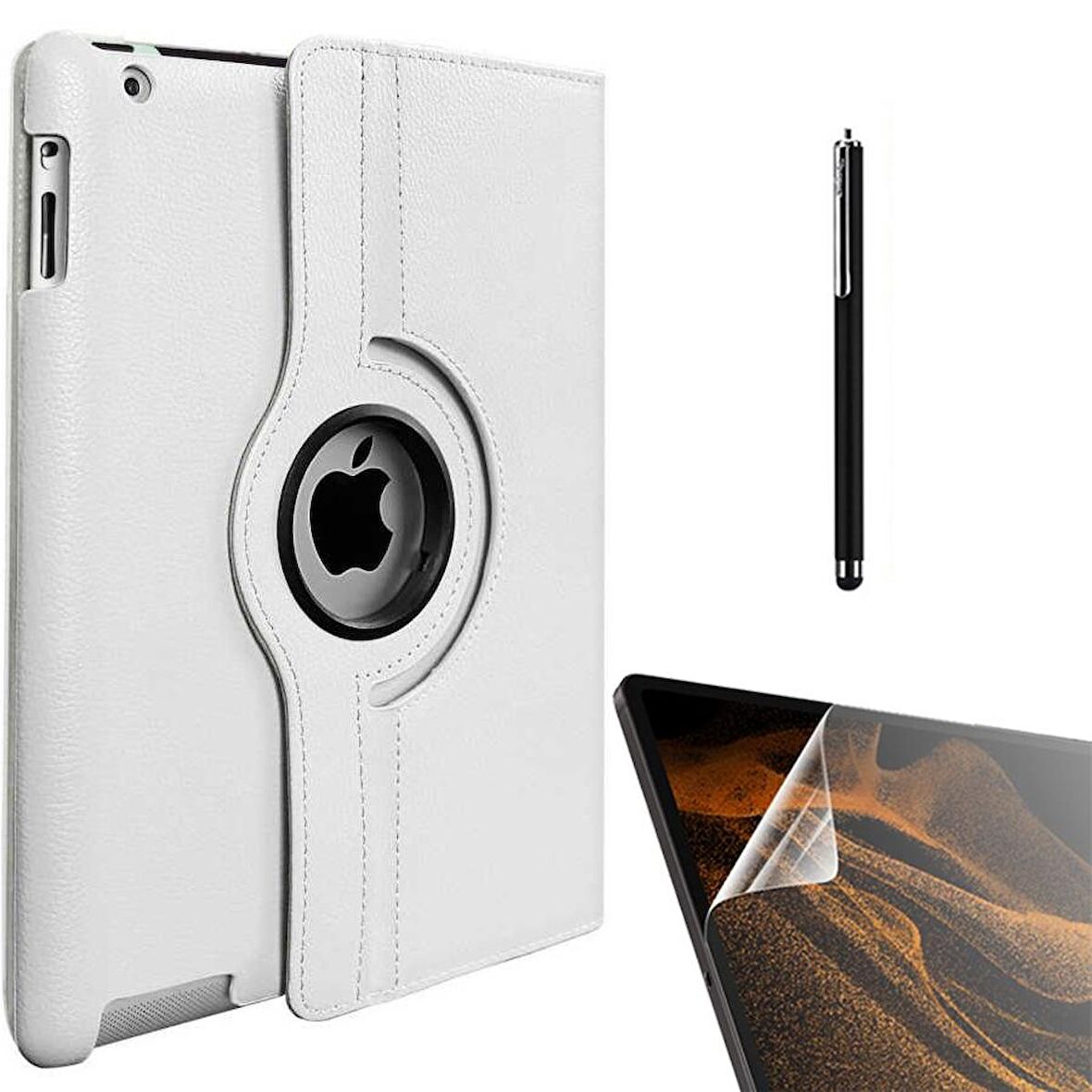 Smcase Apple iPad 2 3 4 Kılıf 360 Dönebilen Koruma Kapaklı Standlı dn22  Nano  Kalem