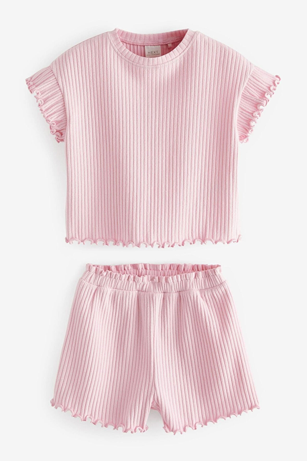 Next Baby Pamuklu Pembe Ribanalı Şortlu Alt Üst Takım