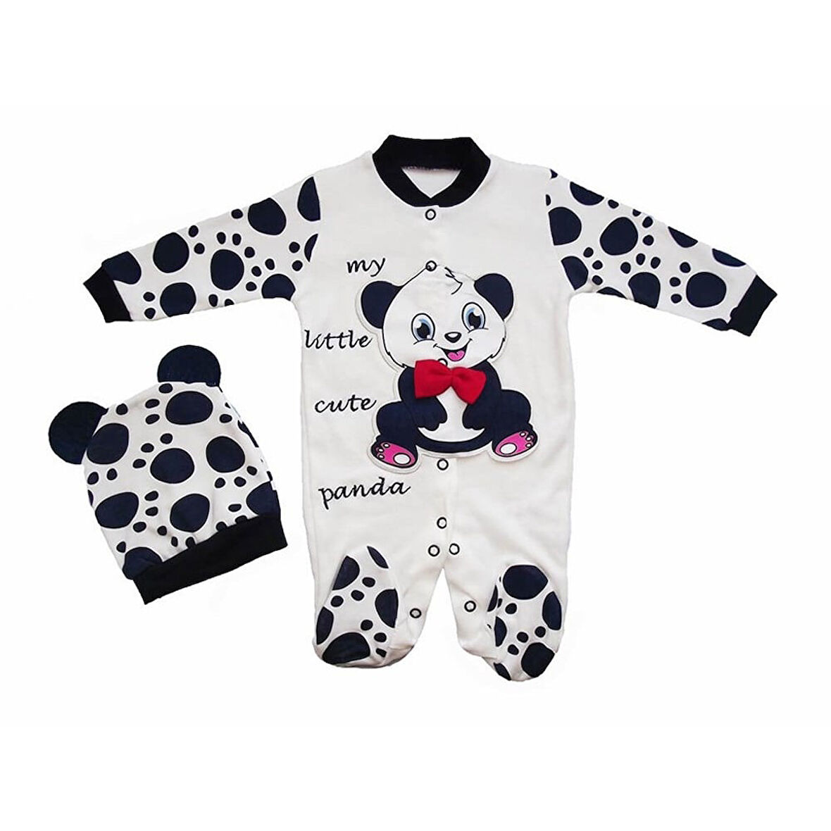 Unisex Bebek Beyaz Pandalı Tulum