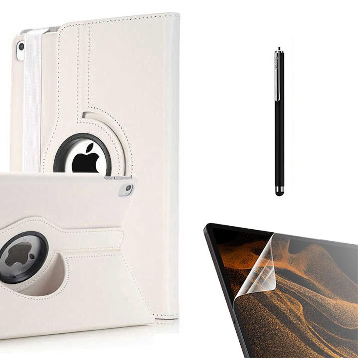 Smcase Apple iPad 9.7 2017 5.Nesil Kılıf 360 Dönebilen Koruma Kapaklı Standlı dn22  Nano  Kalem