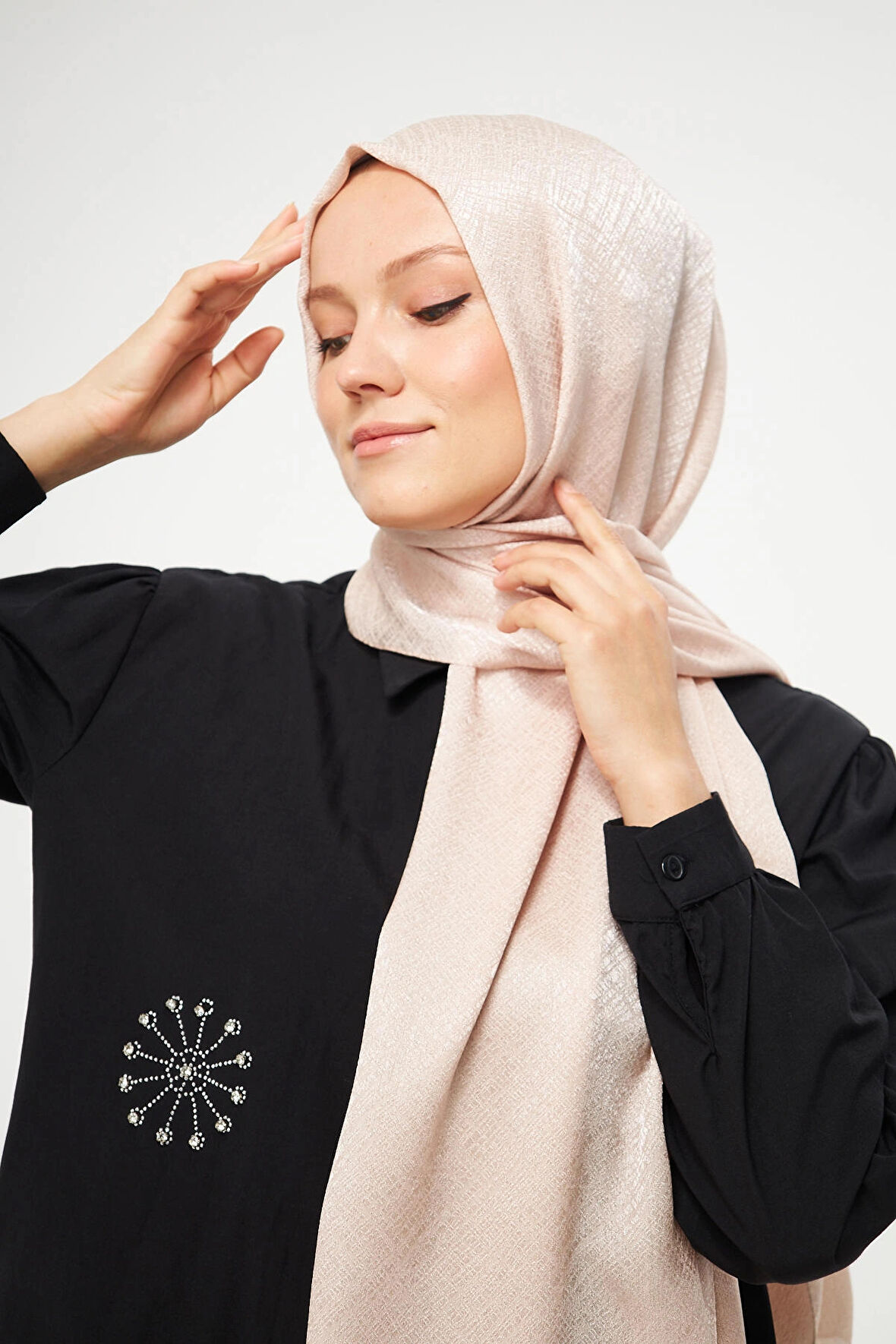 SakaFashion HASIR DESENLİ JAKARLI ŞAL -  BUĞDAY