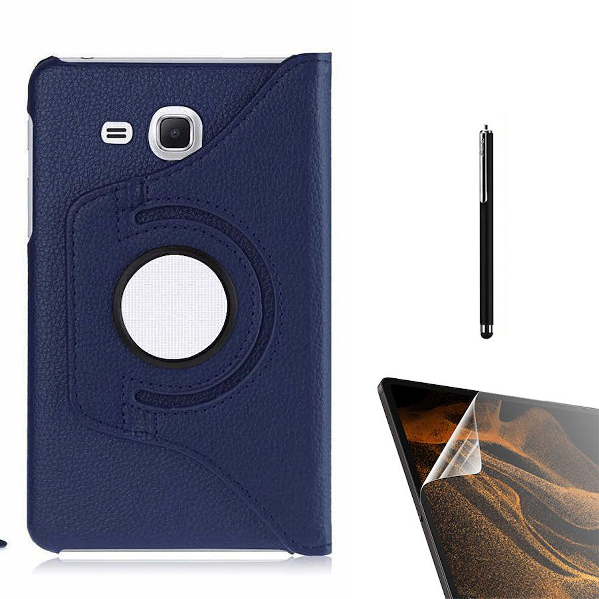 Smcase Samsung Galaxy Tab 4 T280 Kılıf 360 Dönebilen Koruma Kapaklı Standlı dn22  Nano  Kalem