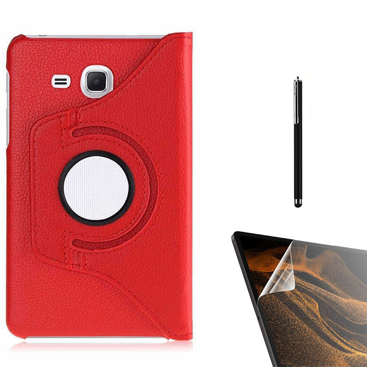 Smcase Samsung Galaxy Tab 4 T280 Kılıf 360 Dönebilen Koruma Kapaklı Standlı dn22  Nano  Kalem