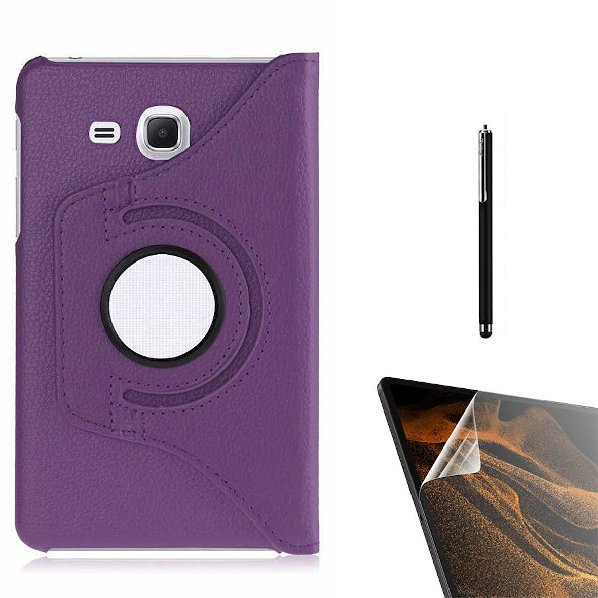 Smcase Samsung Galaxy Tab 4 T280 Kılıf 360 Dönebilen Koruma Kapaklı Standlı dn22  Nano  Kalem