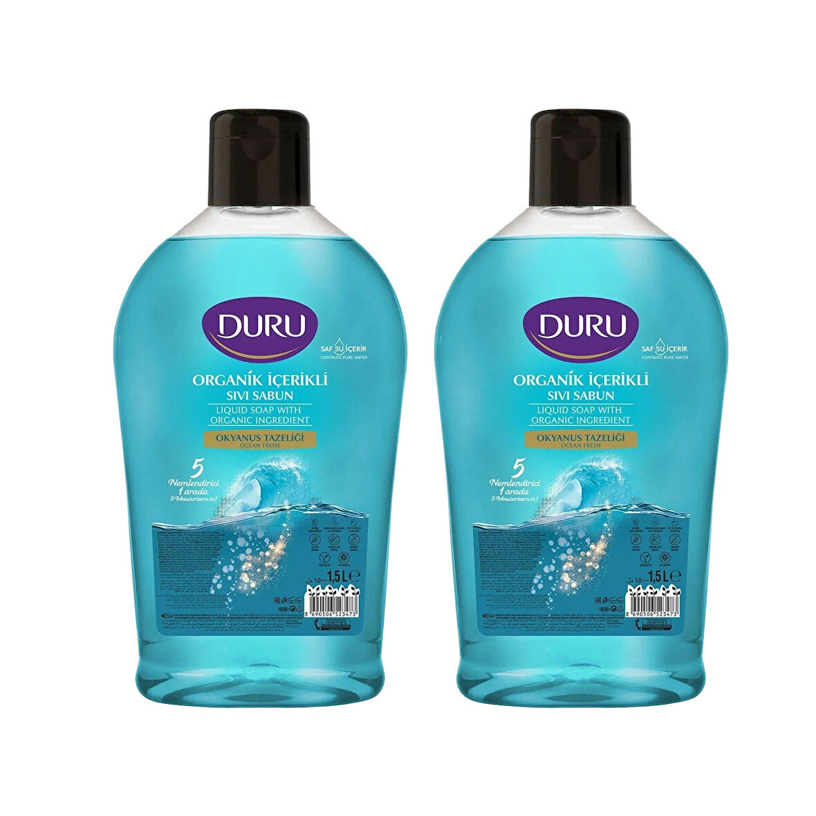Duru Sıvı Sabun Organik İçerikli Okyanus Tazeliği 1500 ml x 2 adet
