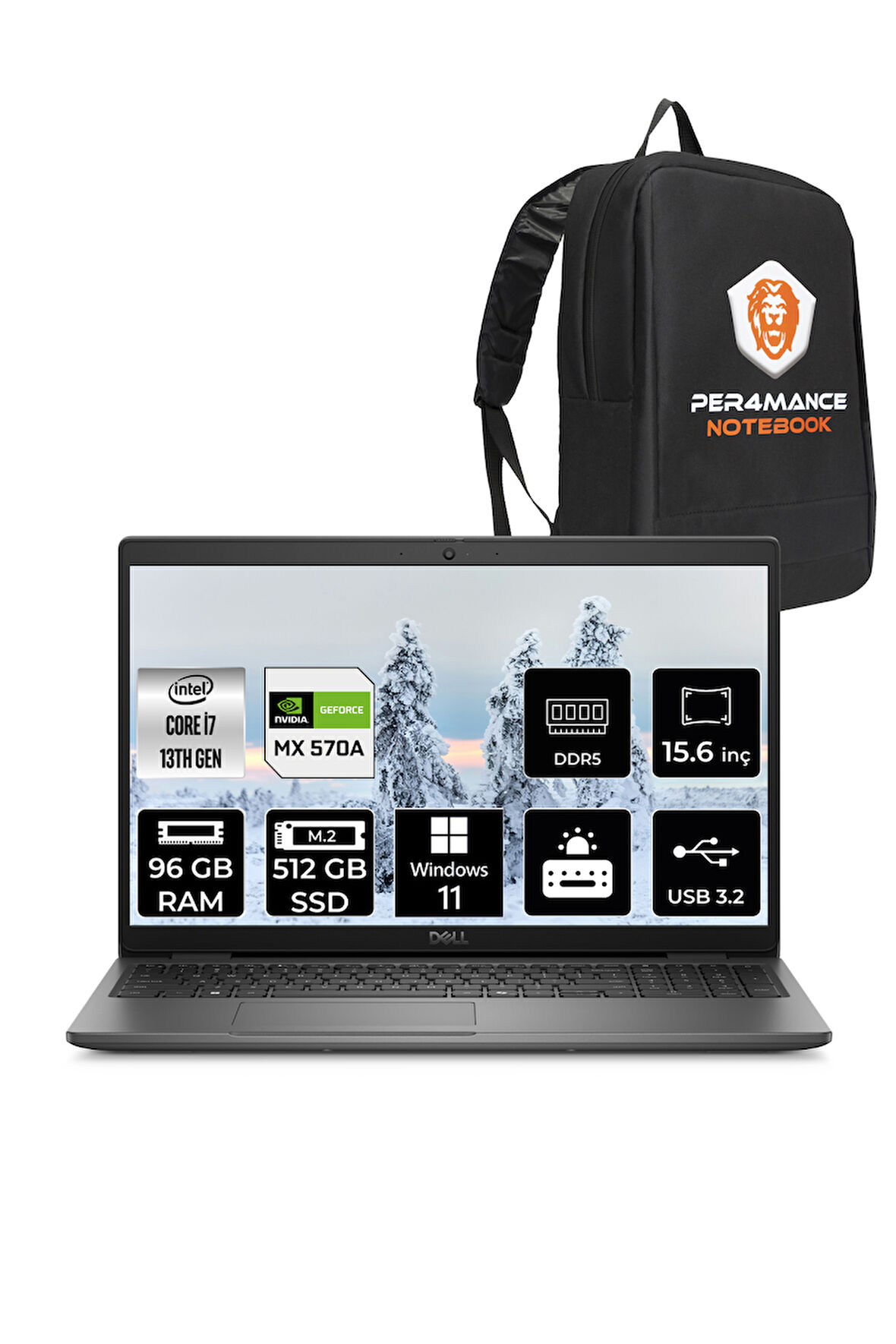 DELL Latitude 3550 i7 1355U 96GB 512GB SSD MX570A/2GB 15.6'' W11P Dizüstü Bilgisayar & PER4 ÇANTA