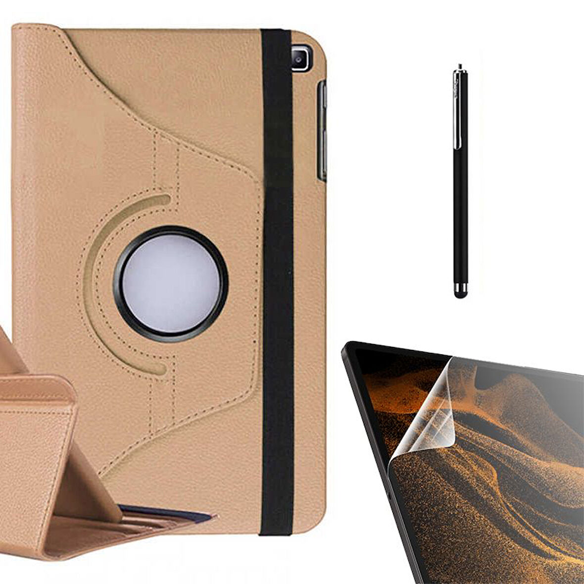 Smcase Samsung Galaxy Tab A7 10.4 T500 2020 Kılıf 360 Dönebilen Koruma Kapaklı Standlı dn22  Nano  Kalem