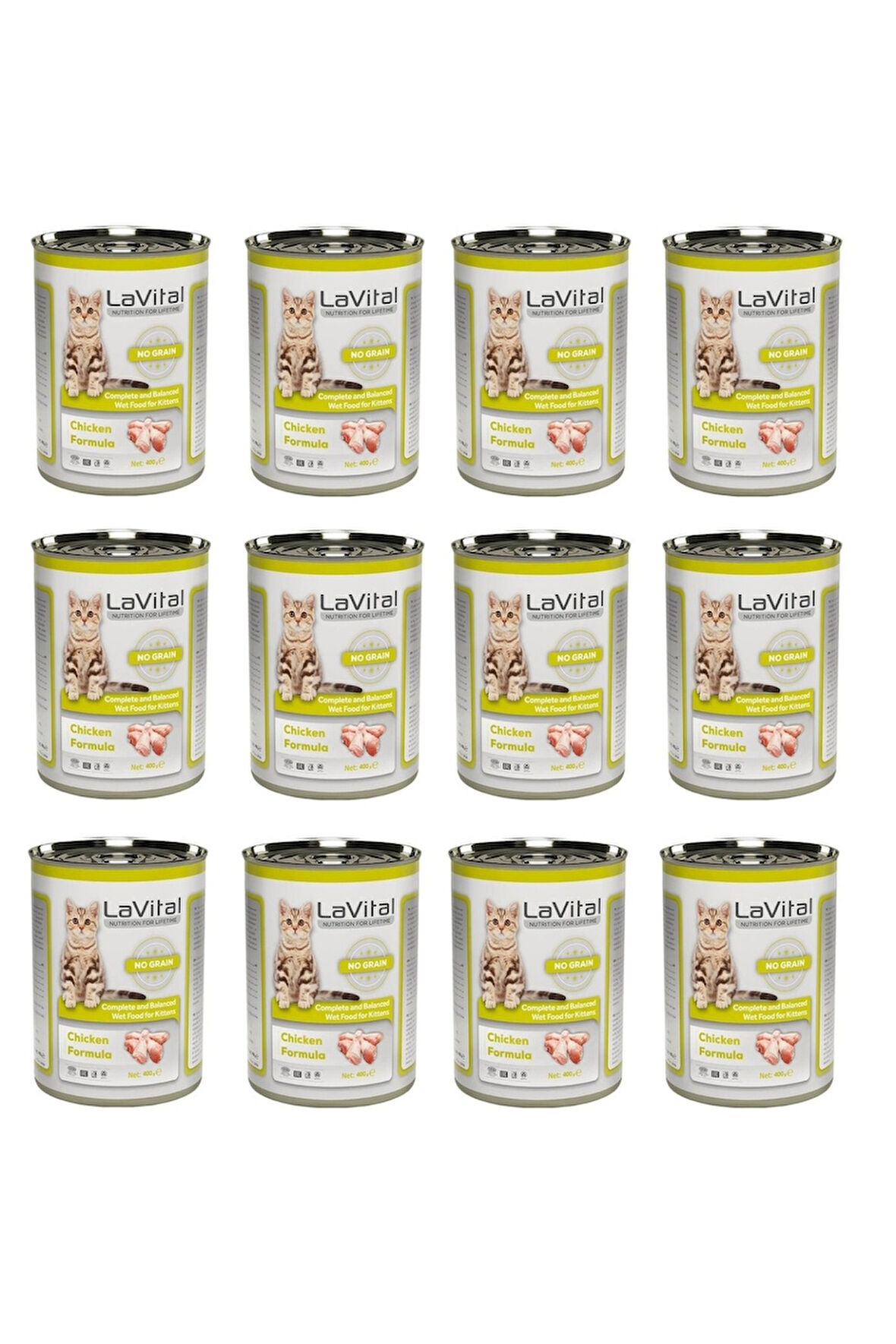 LaVital Kitten Tahılsız Tavuklu Yavru Kedi Konservesi 400 Gr. X 12 Adet