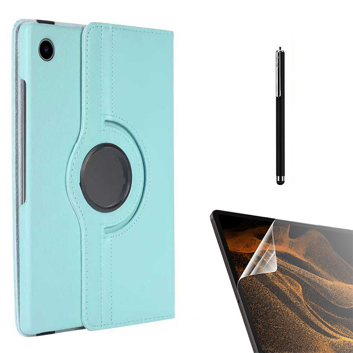 Smcase Samsung Galaxy Tab A8 10.5 SM X200 2021 Kılıf 360 Dönebilen Koruma Kapaklı Standlı dn22  Nano  Kalem