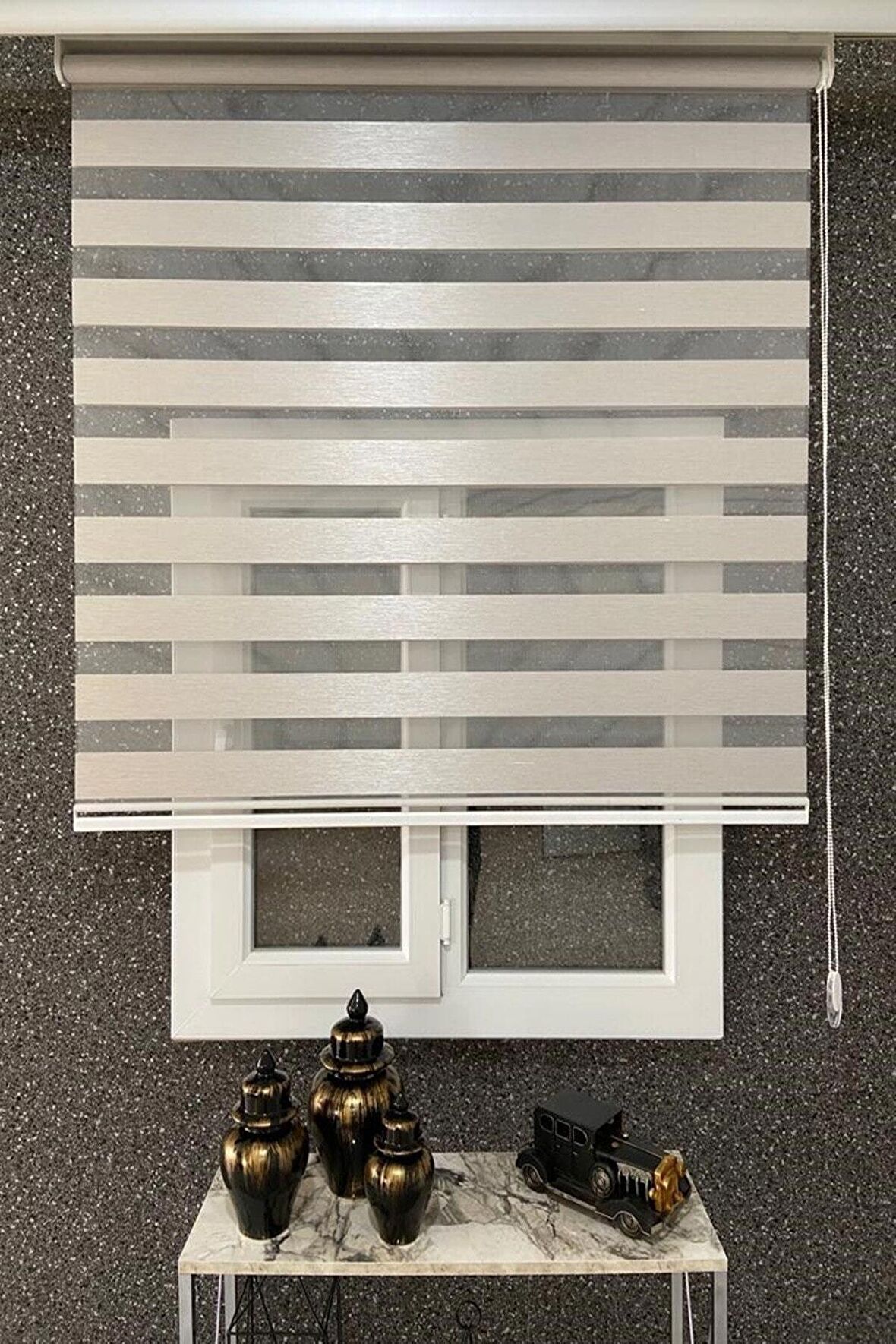 Kidmex Ithal Bambu Krem Alüminyum Kasa Zebra Perde Eteksiz